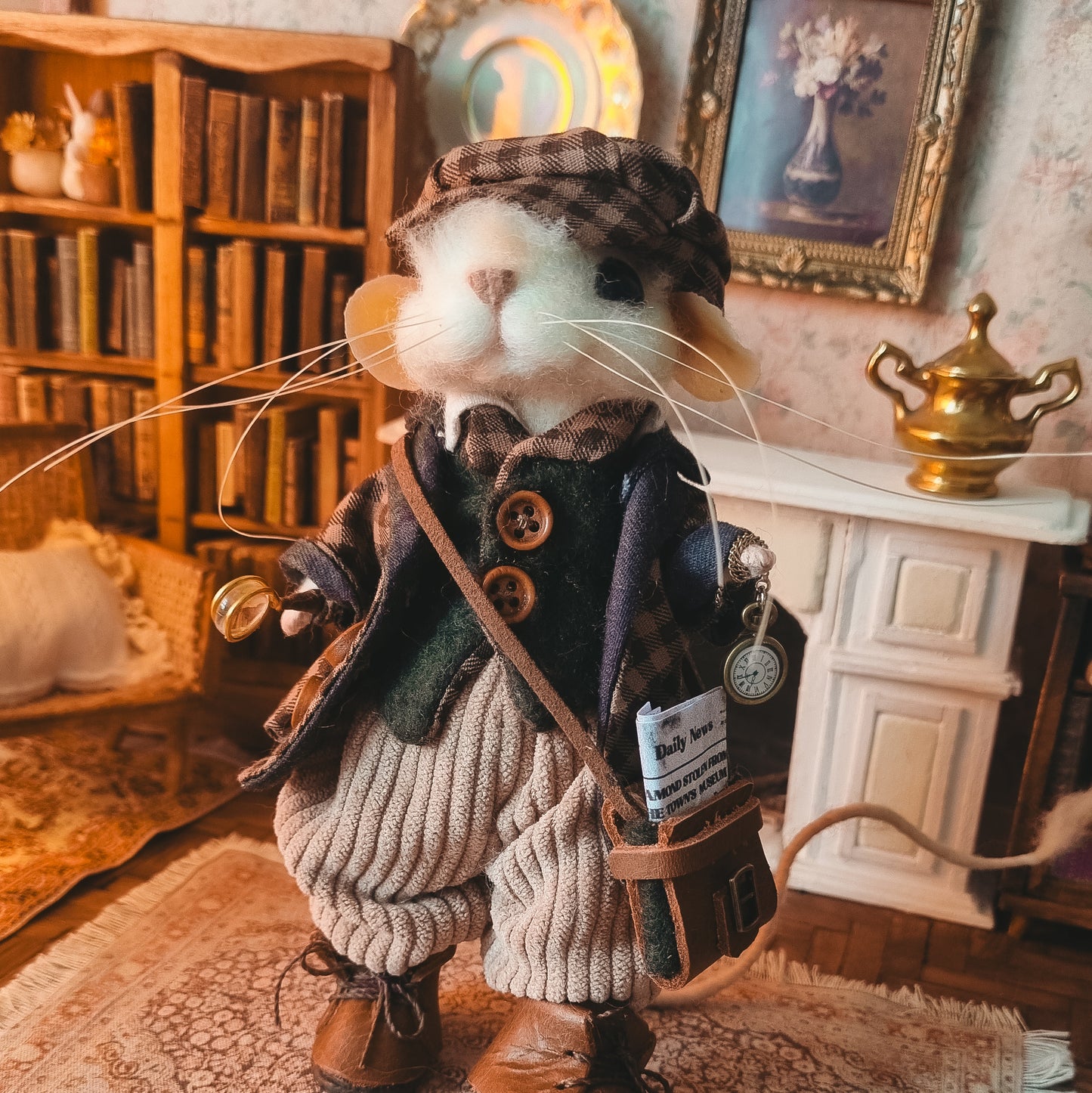 Sherlock | Needle Felted Collectible Wool Mouse