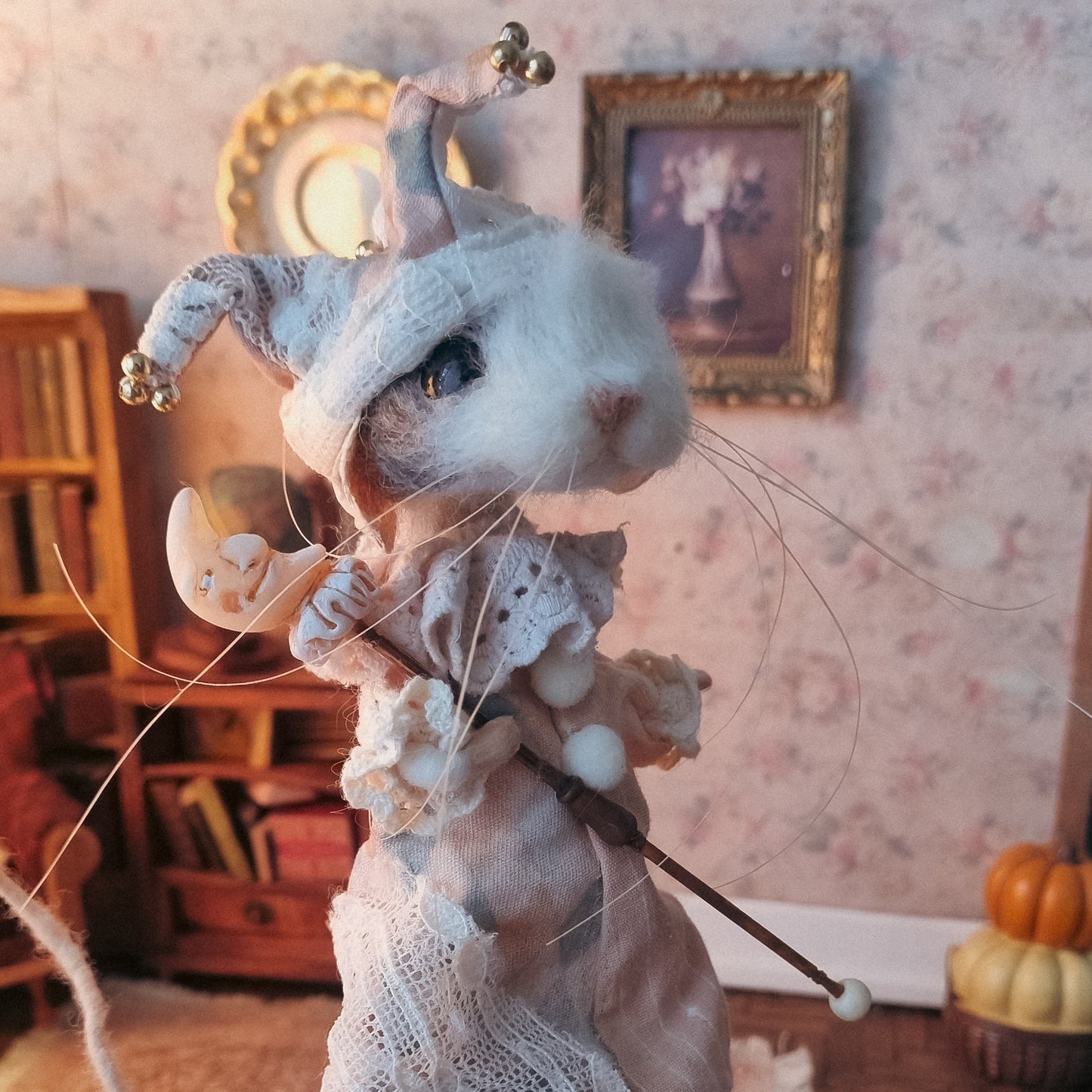 Harley Moon| Needle Felted Collectible Wool Mouse