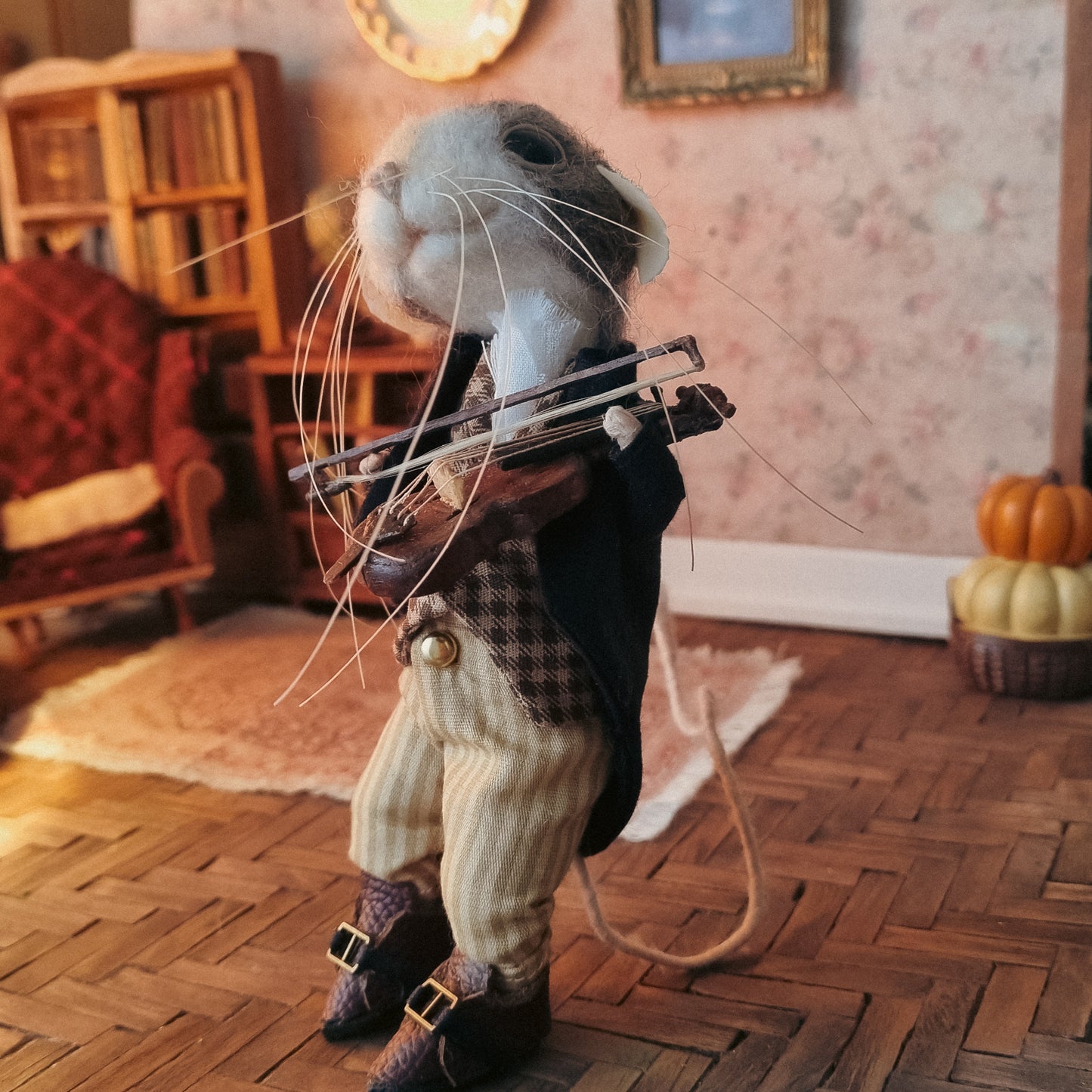 Edwin | Needle Felted Collectible Wool Mouse