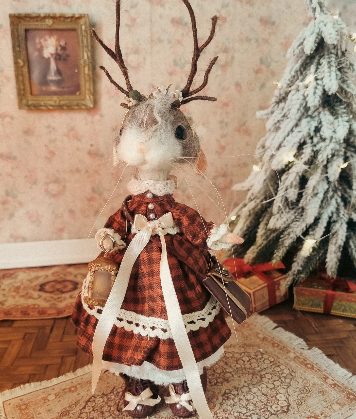 Effie | Needle Felted Collectible Wool Mouse