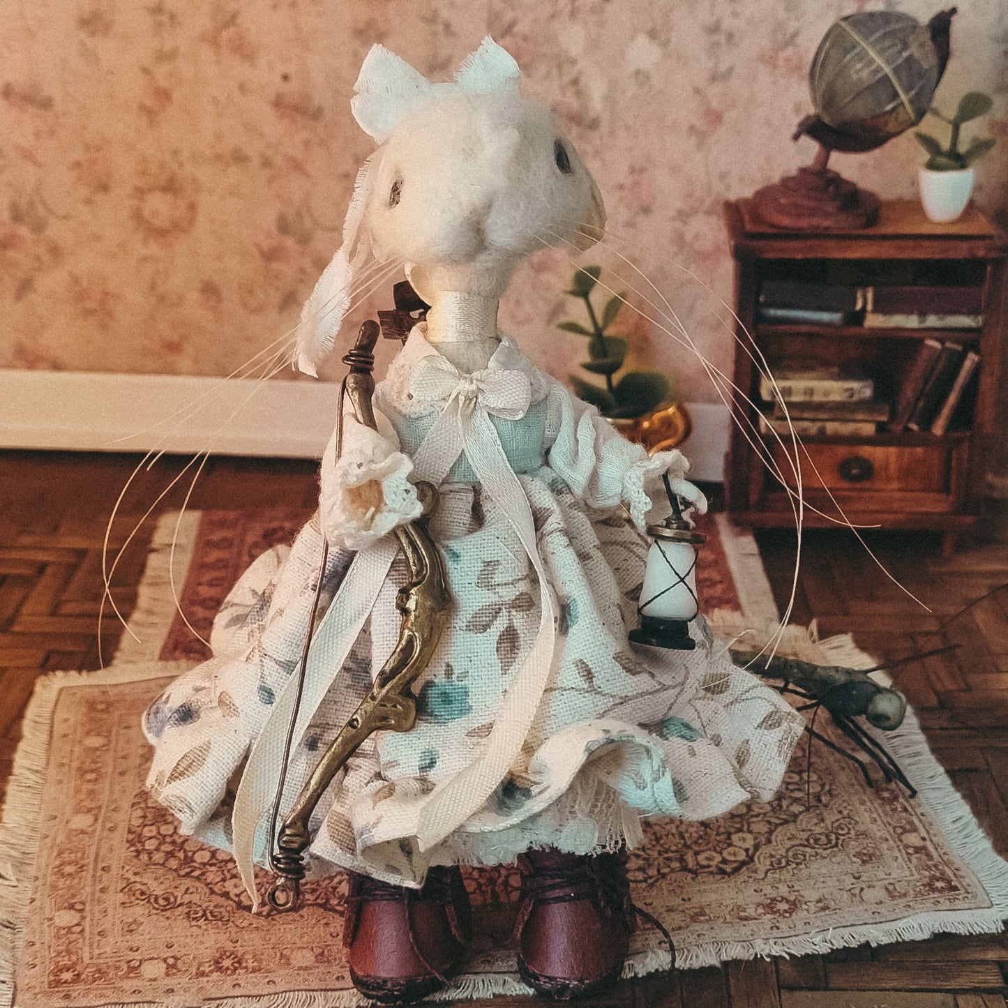 Alice | Needle Felted Collectible Wool Mouse