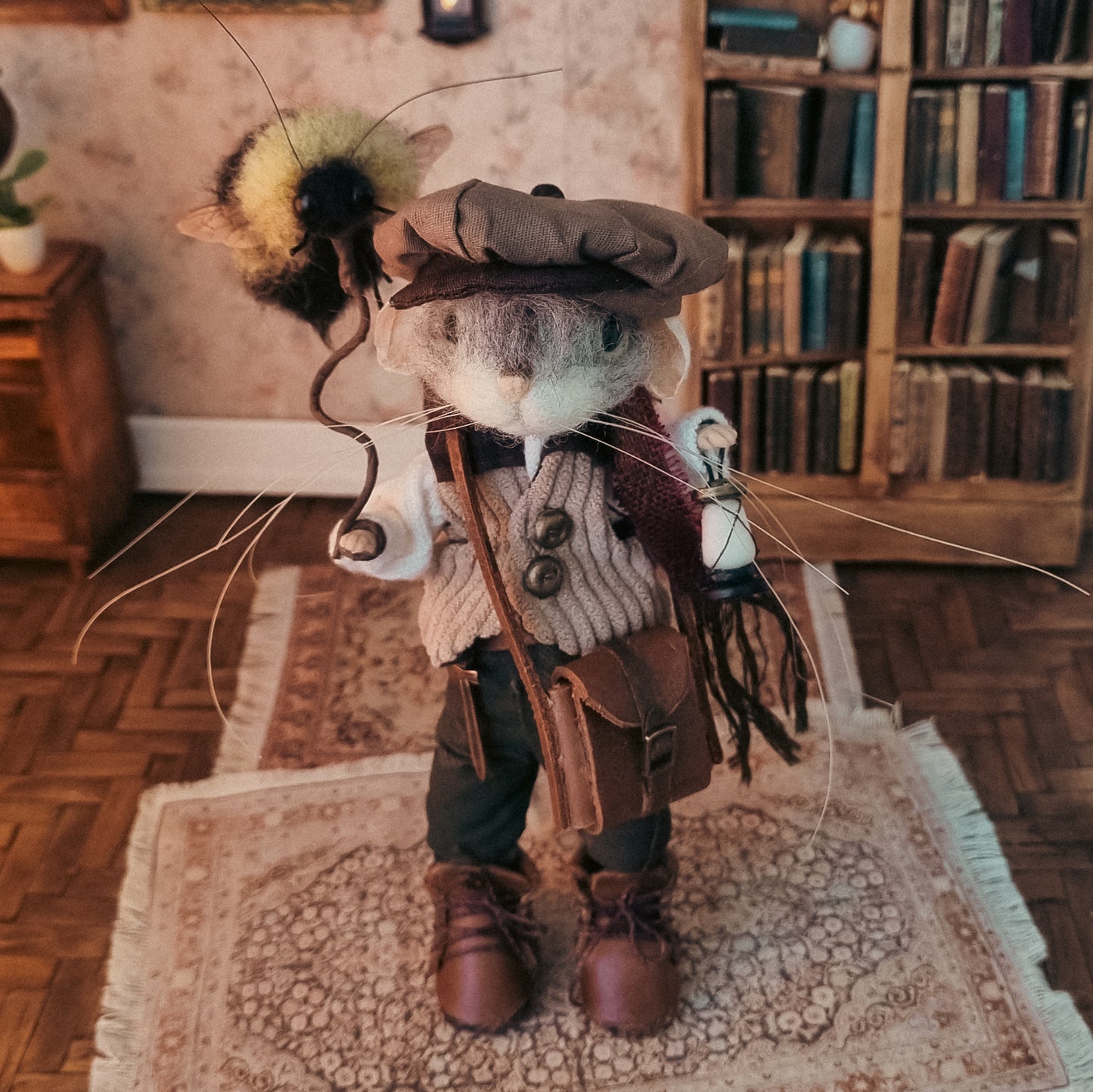 Leander - Explorer Edition | Needle Felted Collectible Wool Mouse