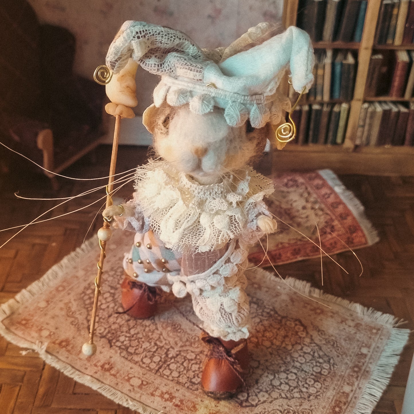 Harley Moon: Spring Edition | Needle Felted Collectible Wool Mouse