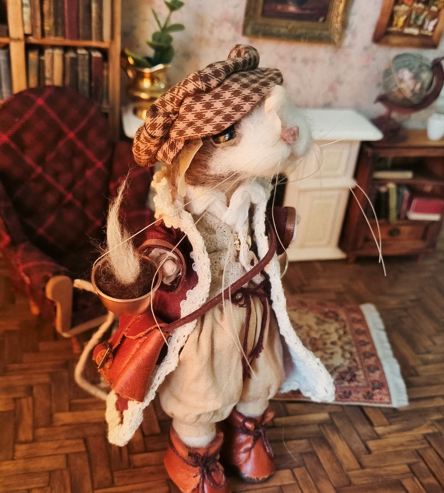 Quinn | Needle Felted Collectible Wool Mouse