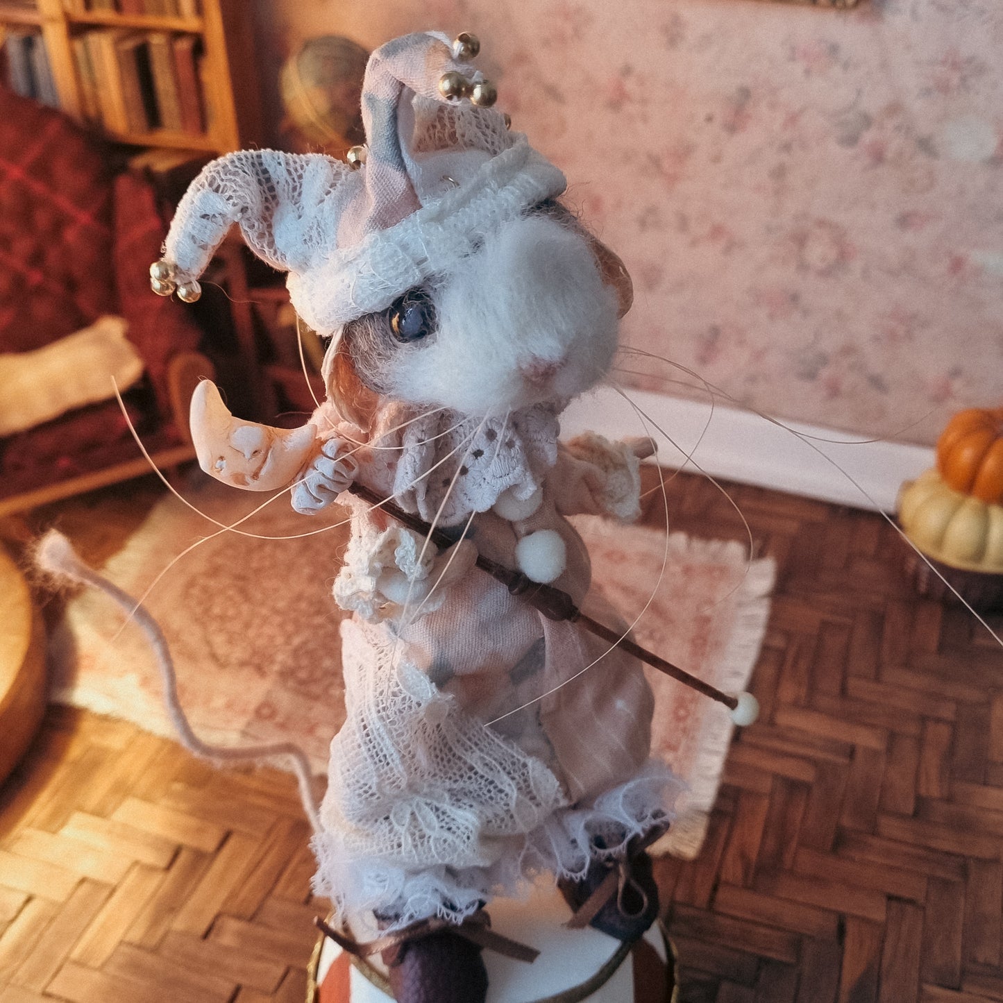 Harley Moon| Needle Felted Collectible Wool Mouse