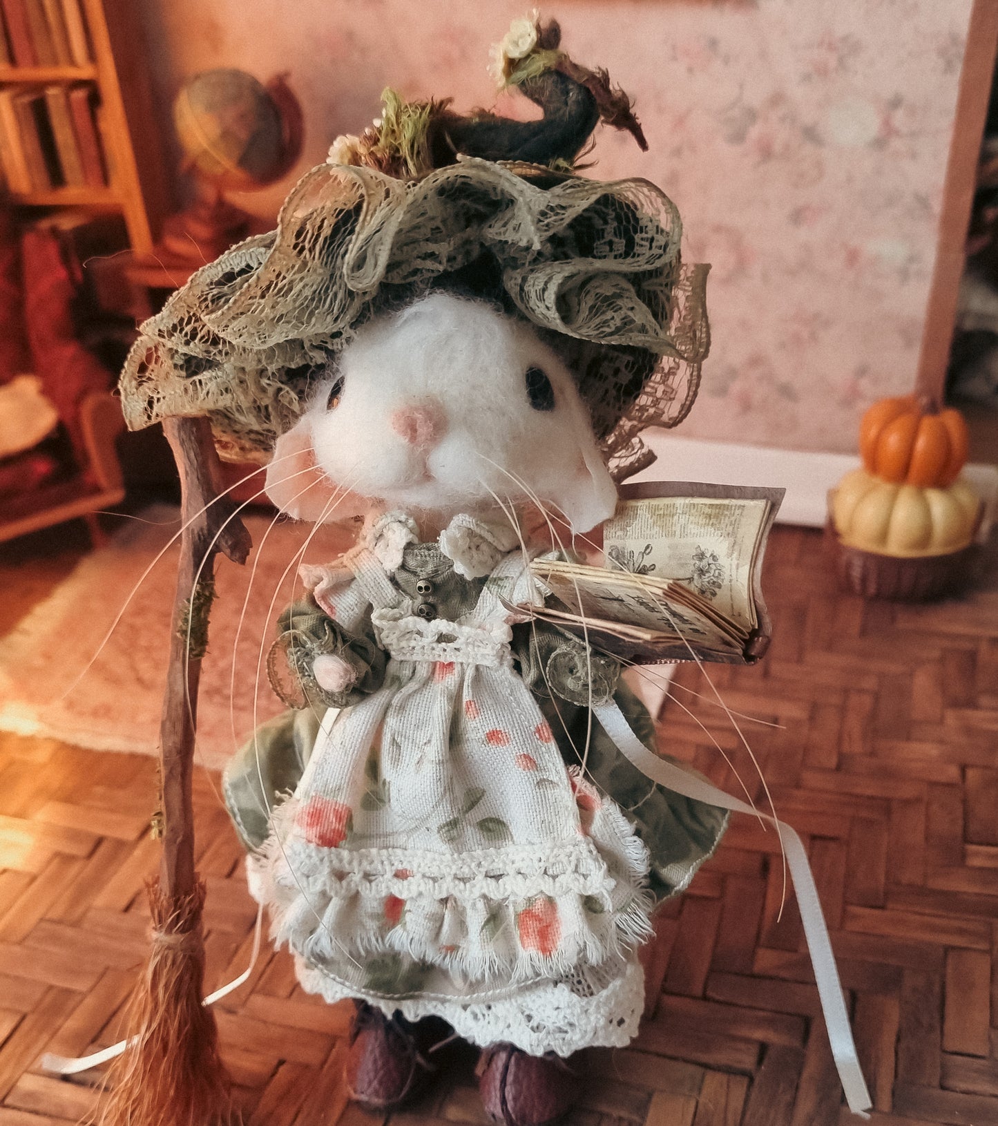 Lucille | Needle Felted Collectible Wool Mouse