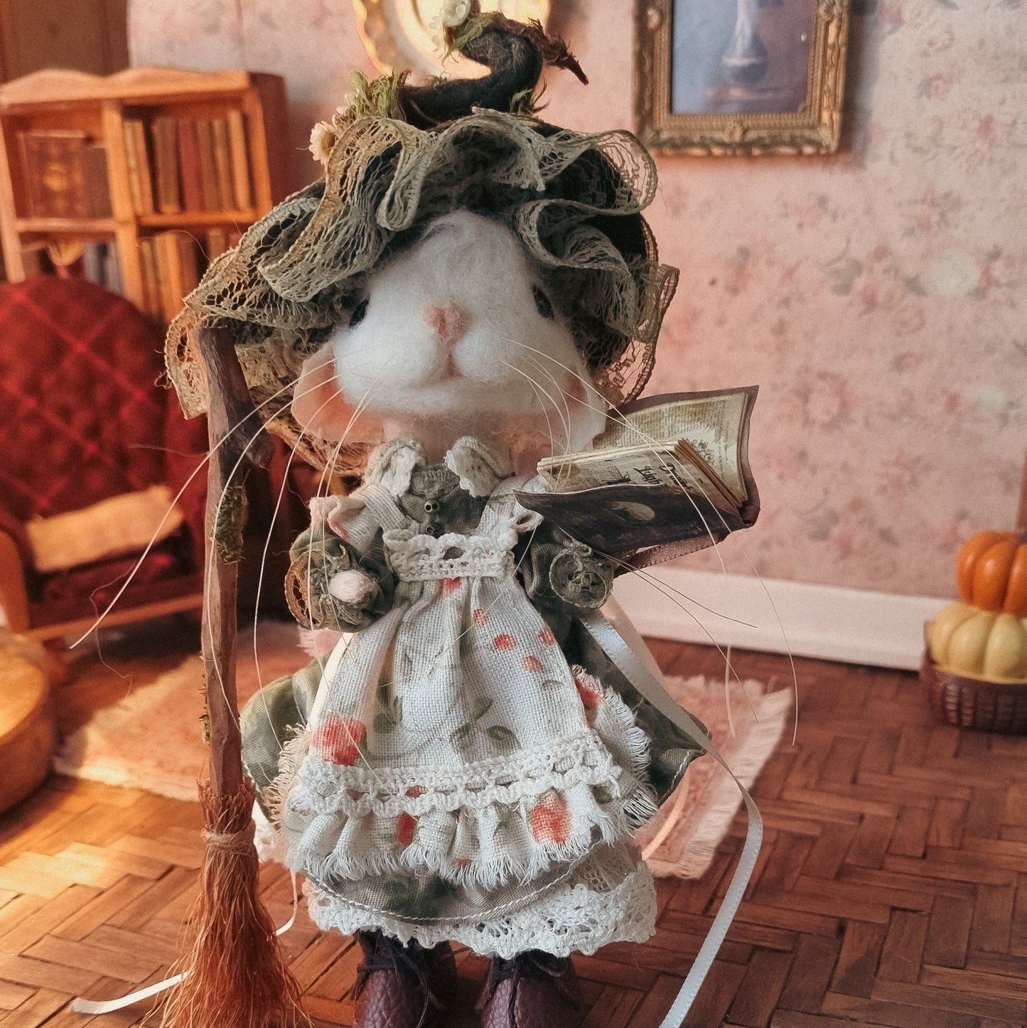 Lucille | Needle Felted Collectible Wool Mouse