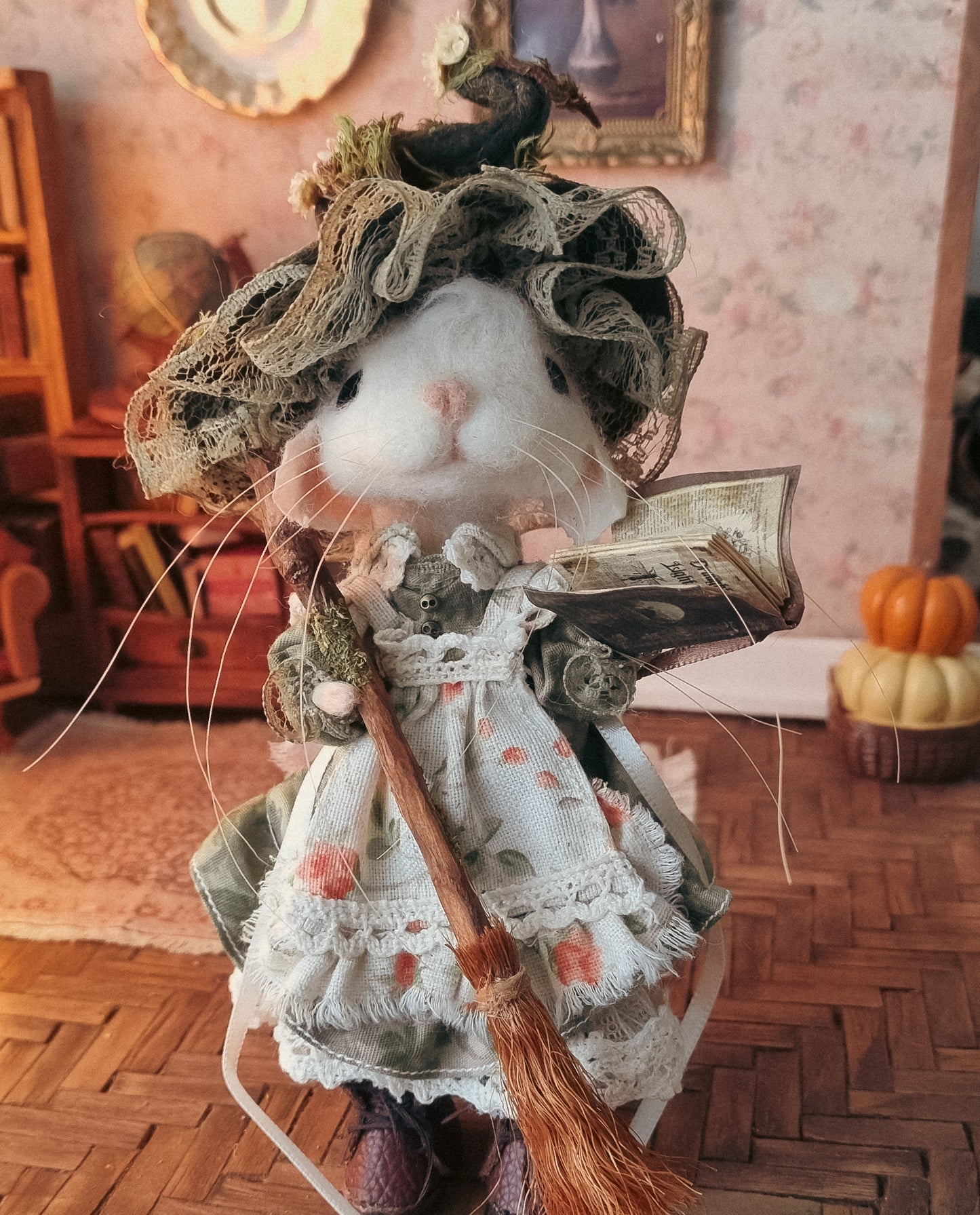 Lucille | Needle Felted Collectible Wool Mouse