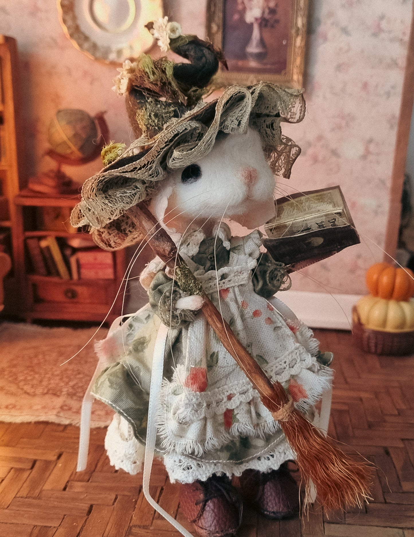 Lucille | Needle Felted Collectible Wool Mouse