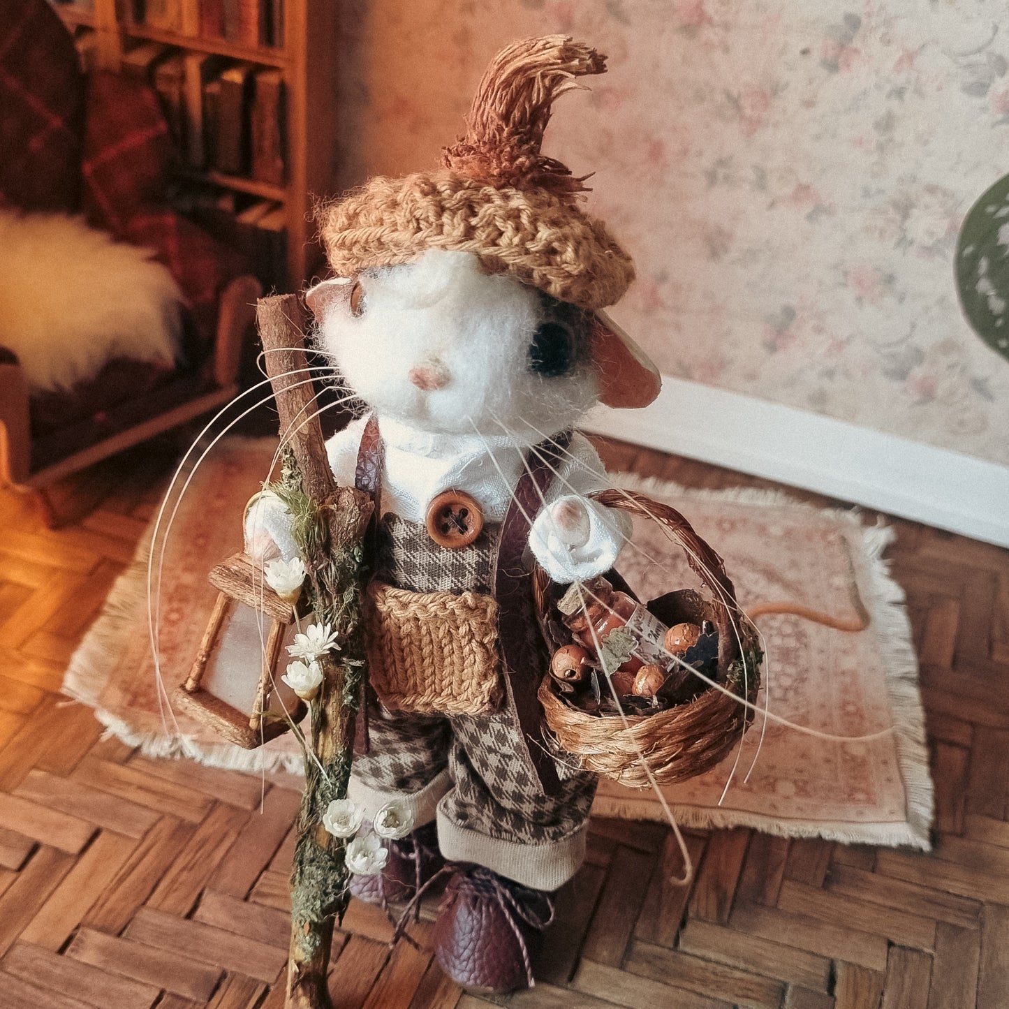 Wren | Needle Felted Collectible Wool Mouse