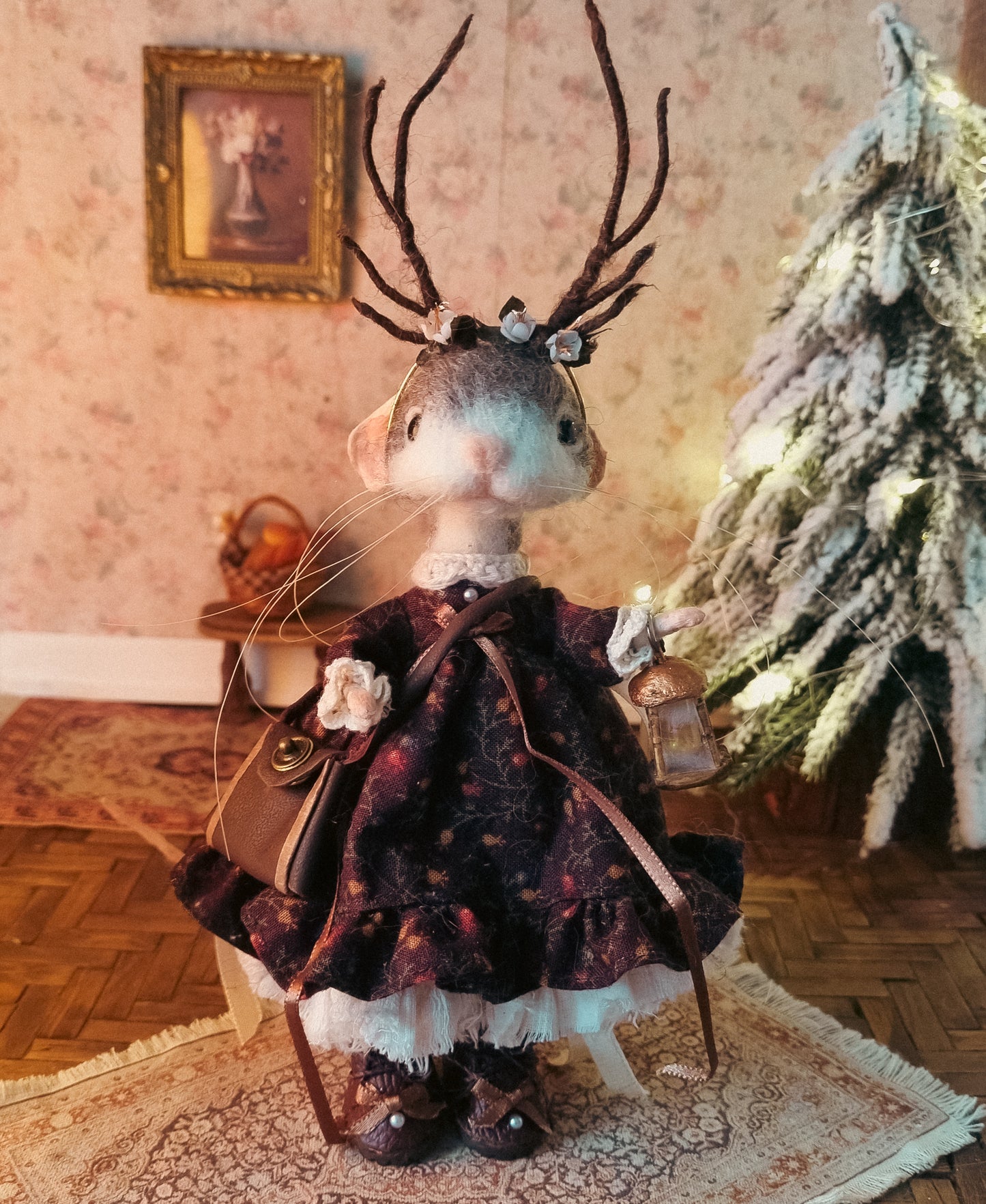 Caroline | Needle Felted Collectible Wool Mouse