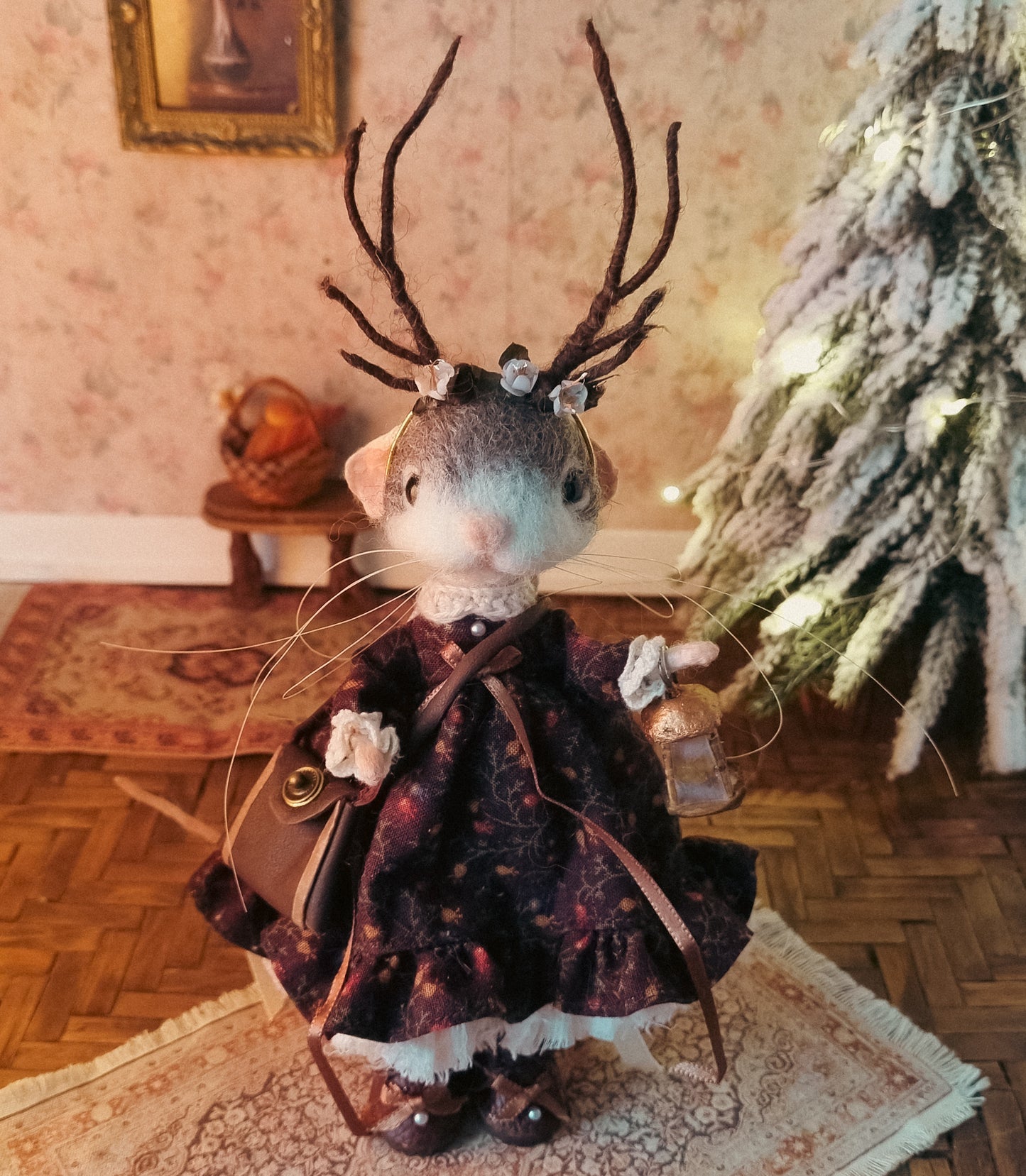 Caroline | Needle Felted Collectible Wool Mouse