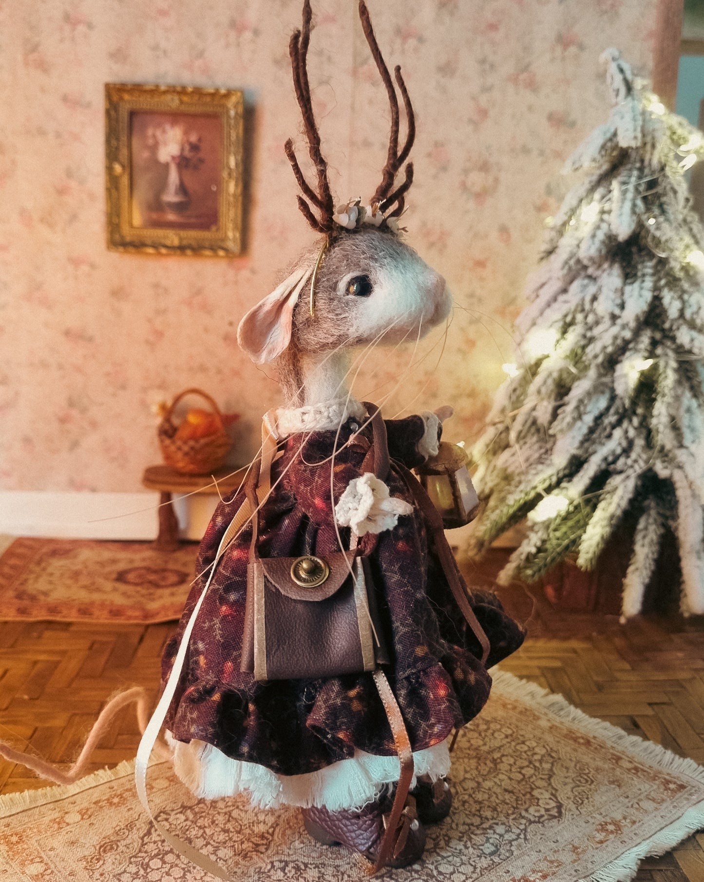 Caroline | Needle Felted Collectible Wool Mouse