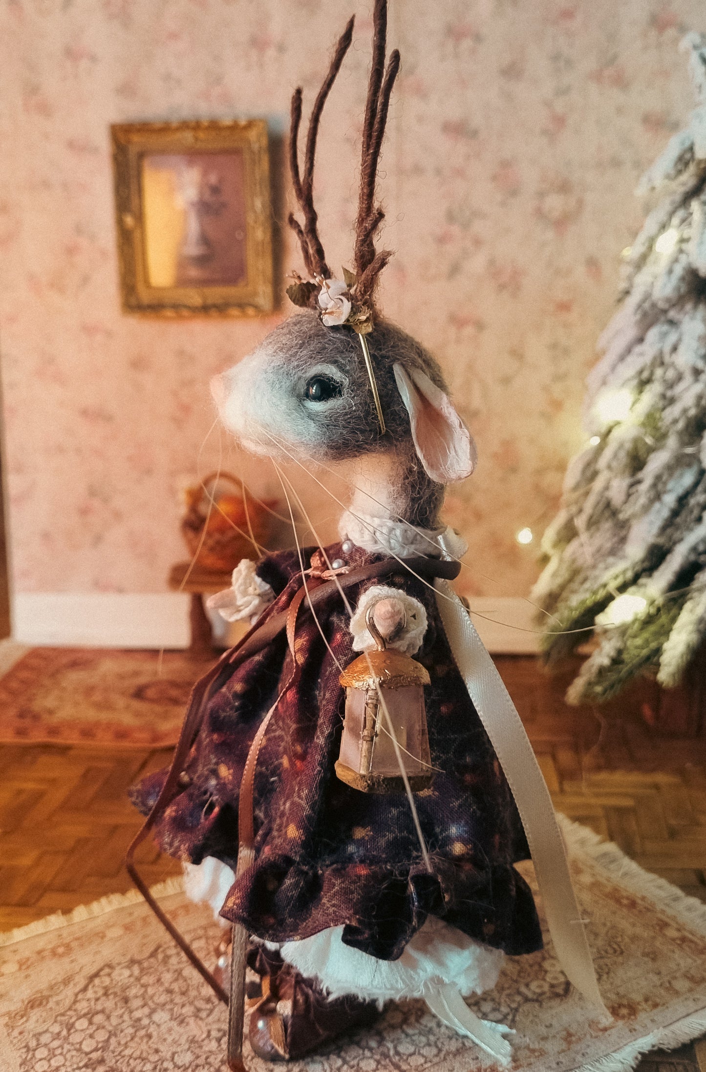 Caroline | Needle Felted Collectible Wool Mouse