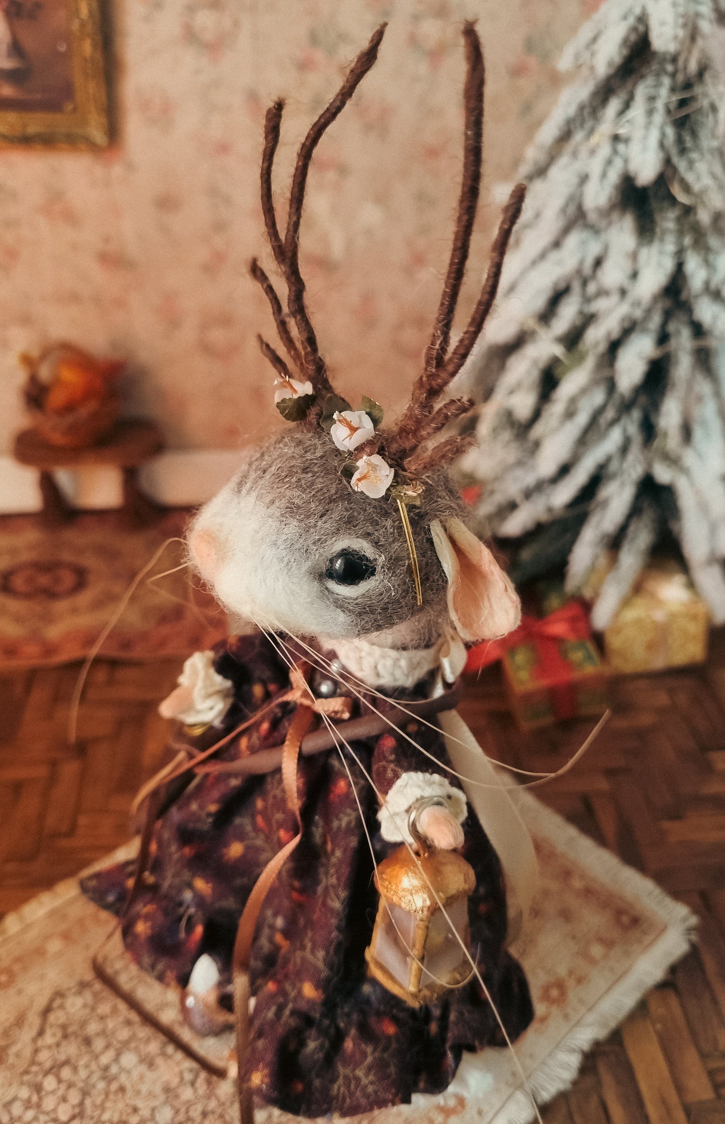 Caroline | Needle Felted Collectible Wool Mouse