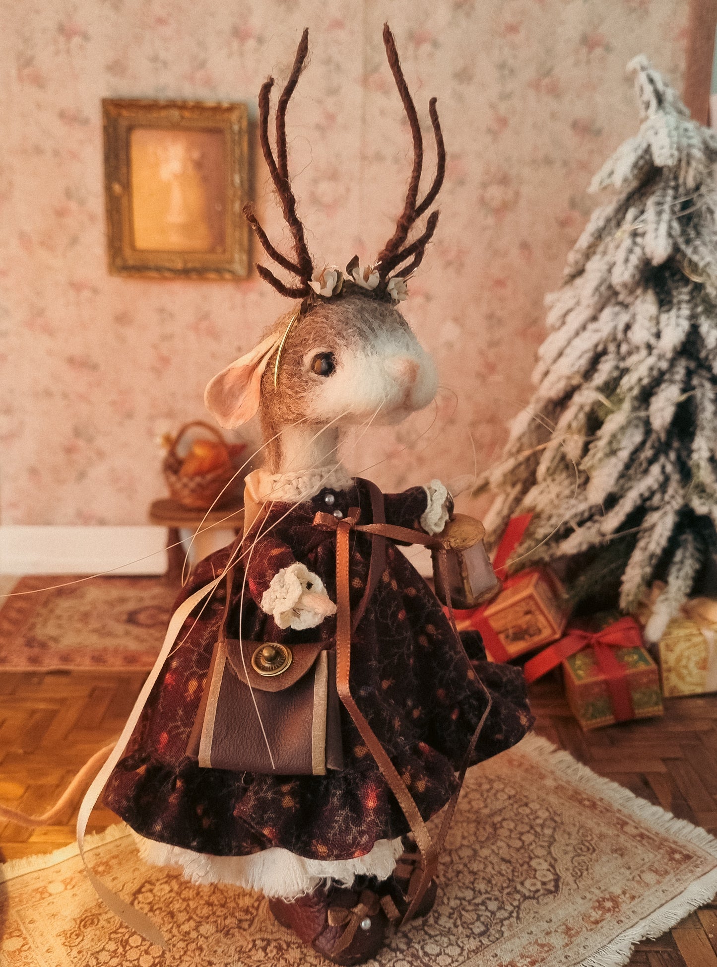 Caroline | Needle Felted Collectible Wool Mouse