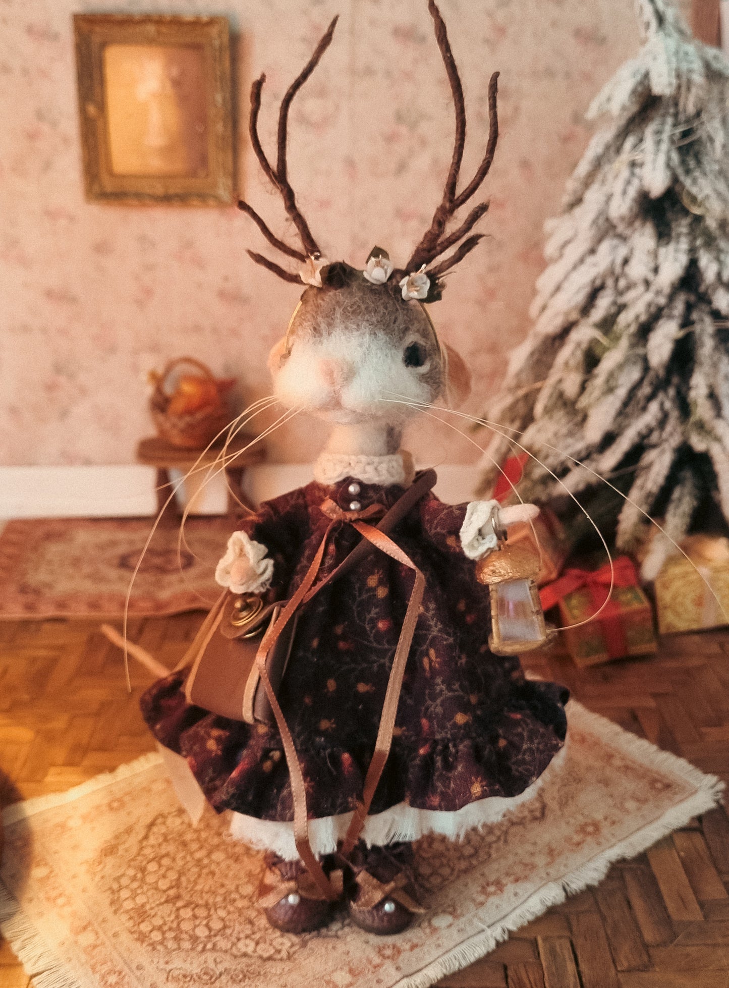 Caroline | Needle Felted Collectible Wool Mouse