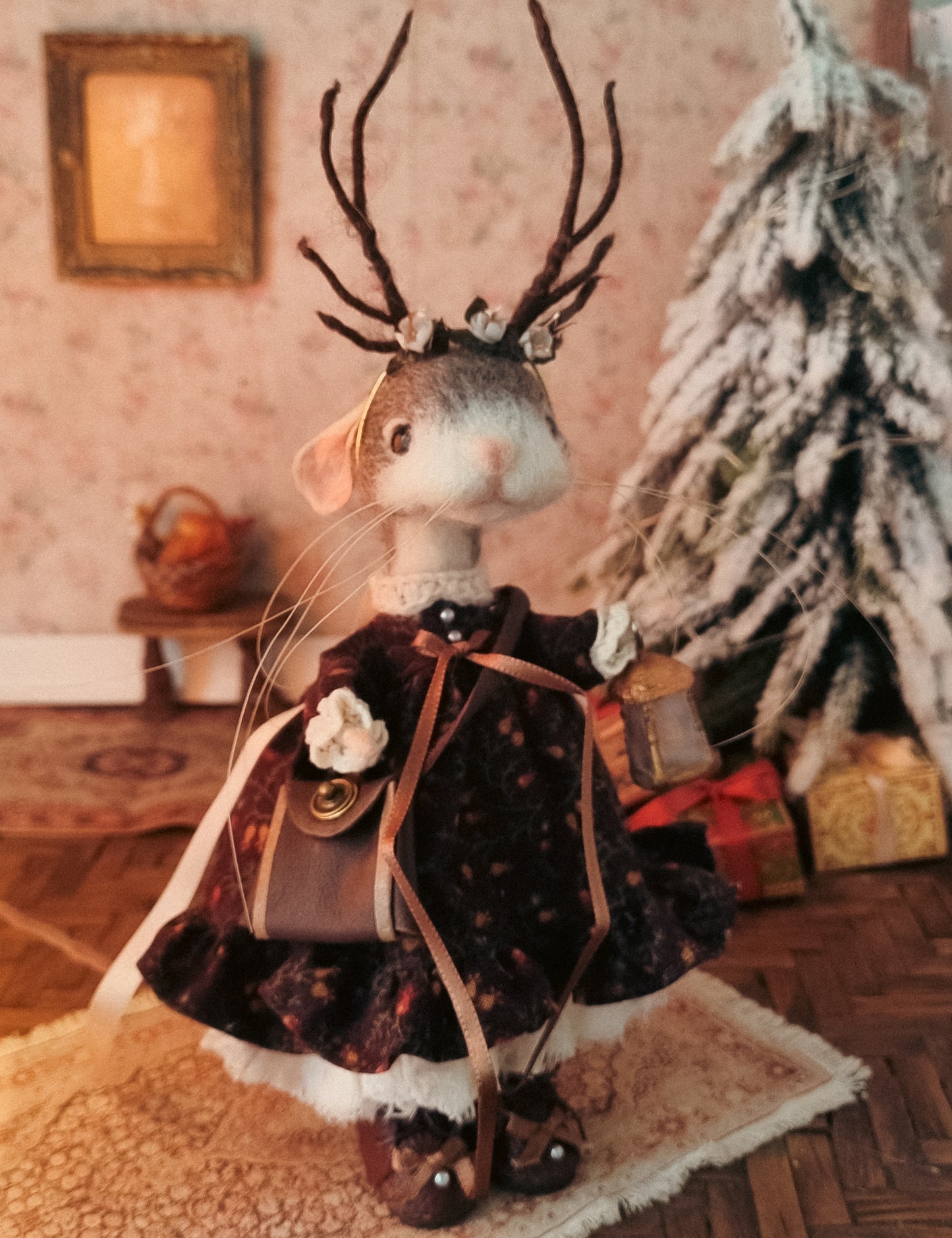 Caroline | Needle Felted Collectible Wool Mouse