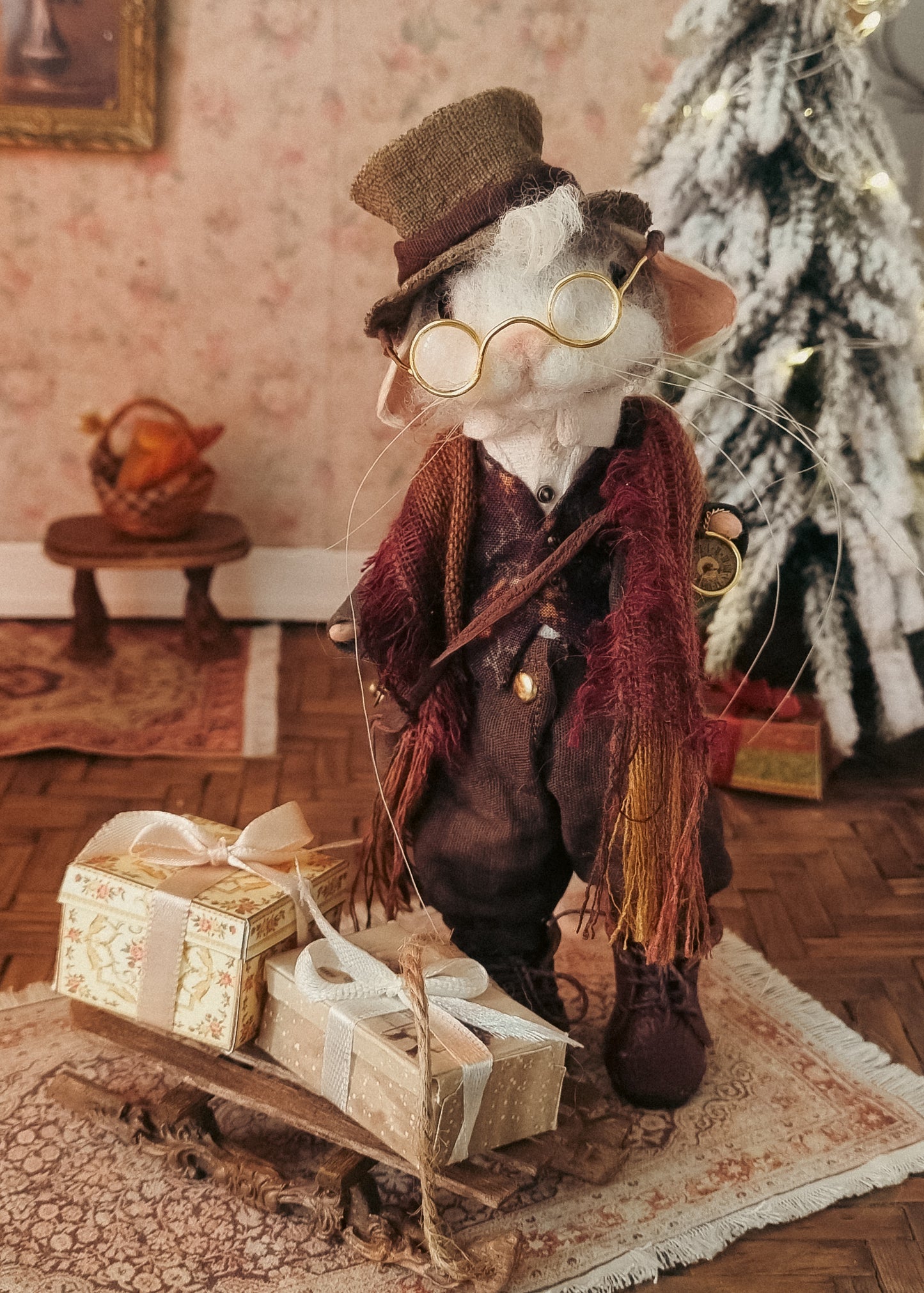 Vincent | Needle Felted Collectible Wool Mouse