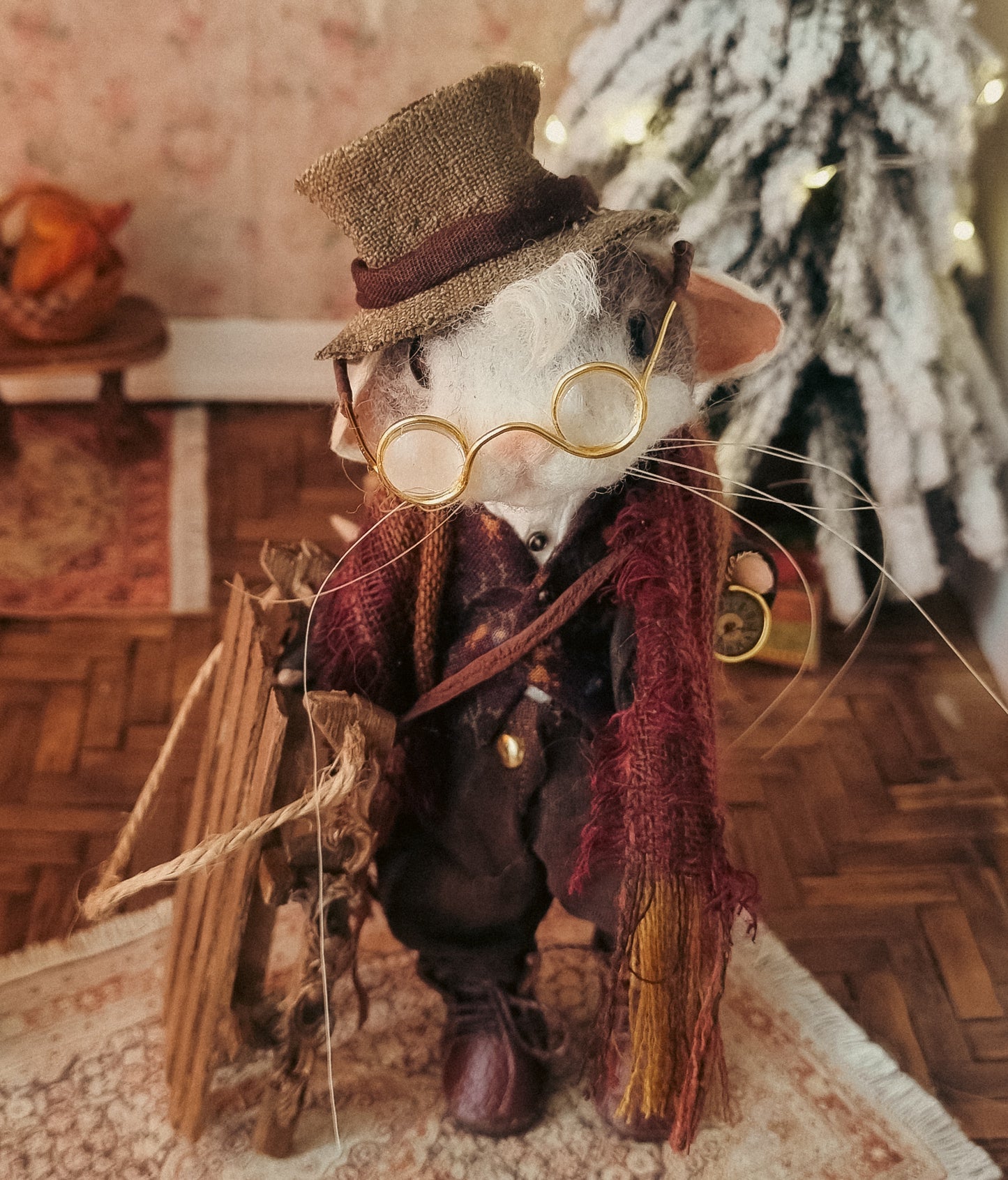 Vincent | Needle Felted Collectible Wool Mouse