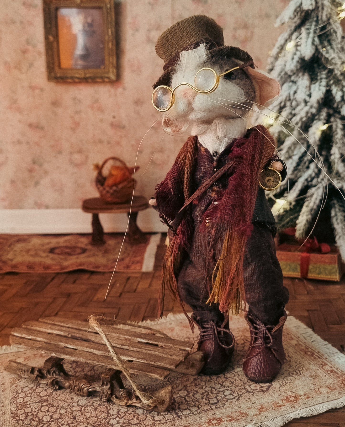 Vincent | Needle Felted Collectible Wool Mouse