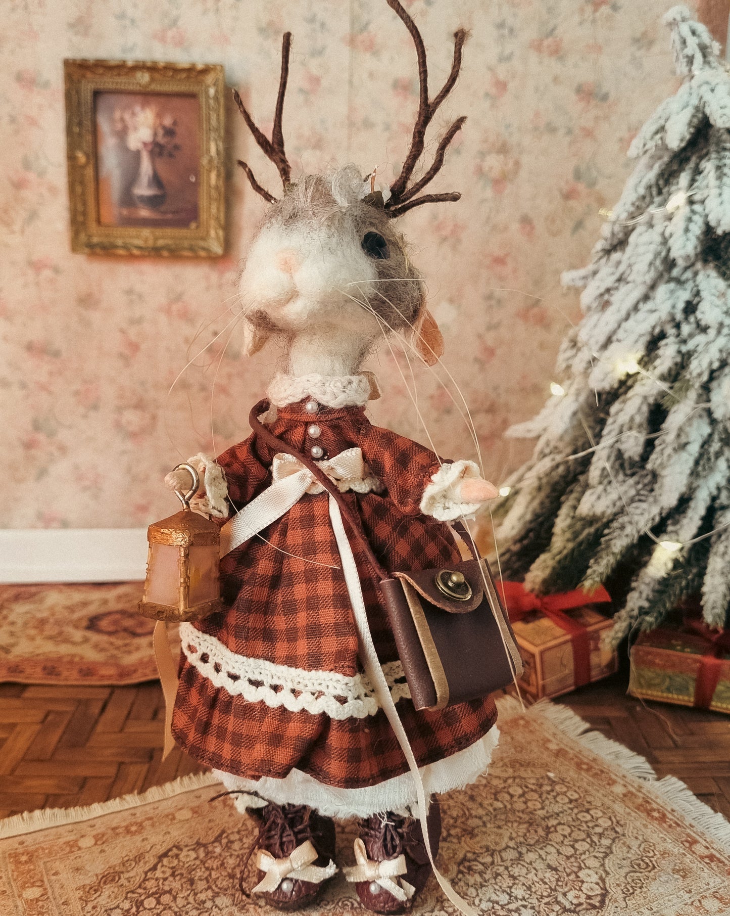 Effie | Needle Felted Collectible Wool Mouse