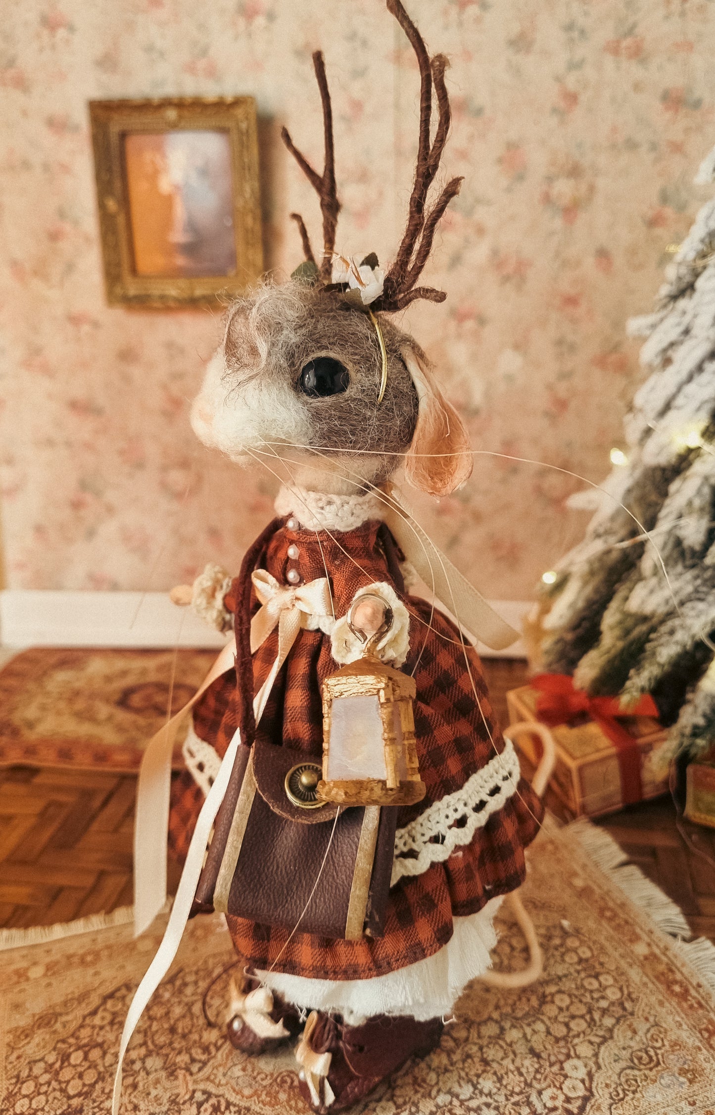 Effie | Needle Felted Collectible Wool Mouse