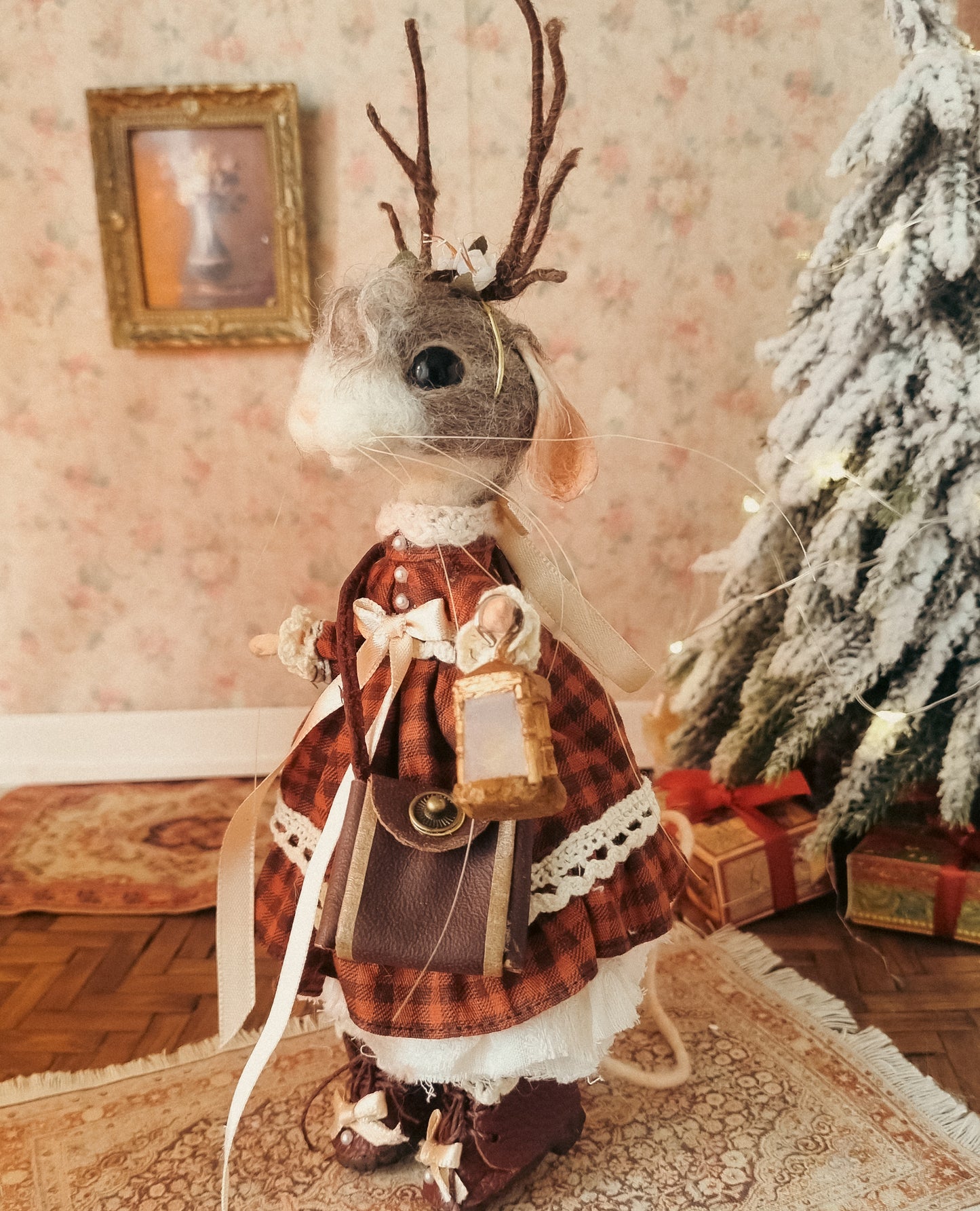 Effie | Needle Felted Collectible Wool Mouse