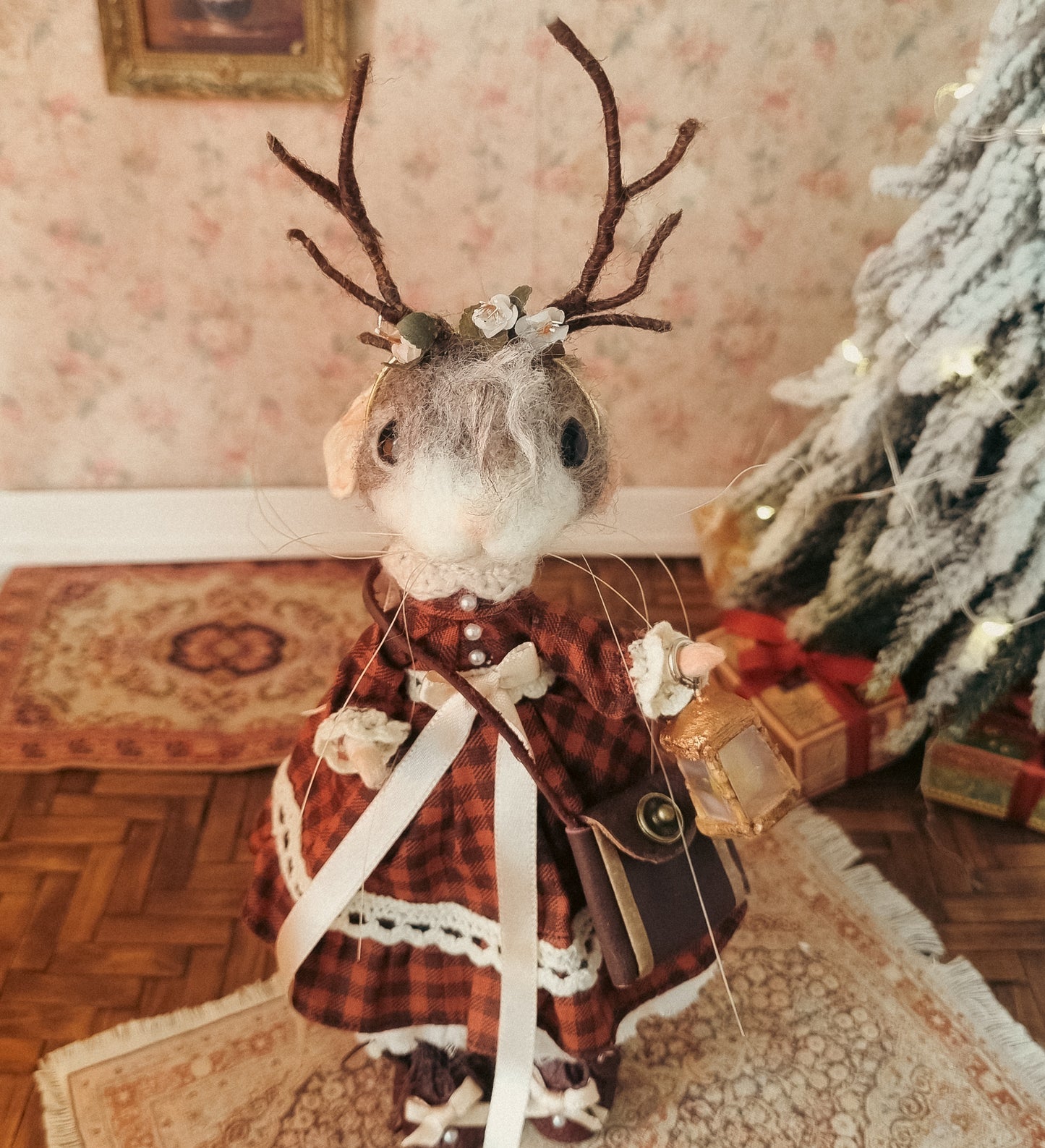 Effie | Needle Felted Collectible Wool Mouse