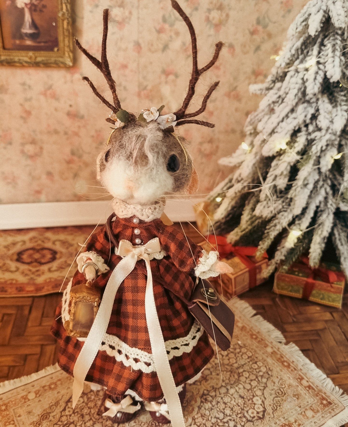 Effie | Needle Felted Collectible Wool Mouse