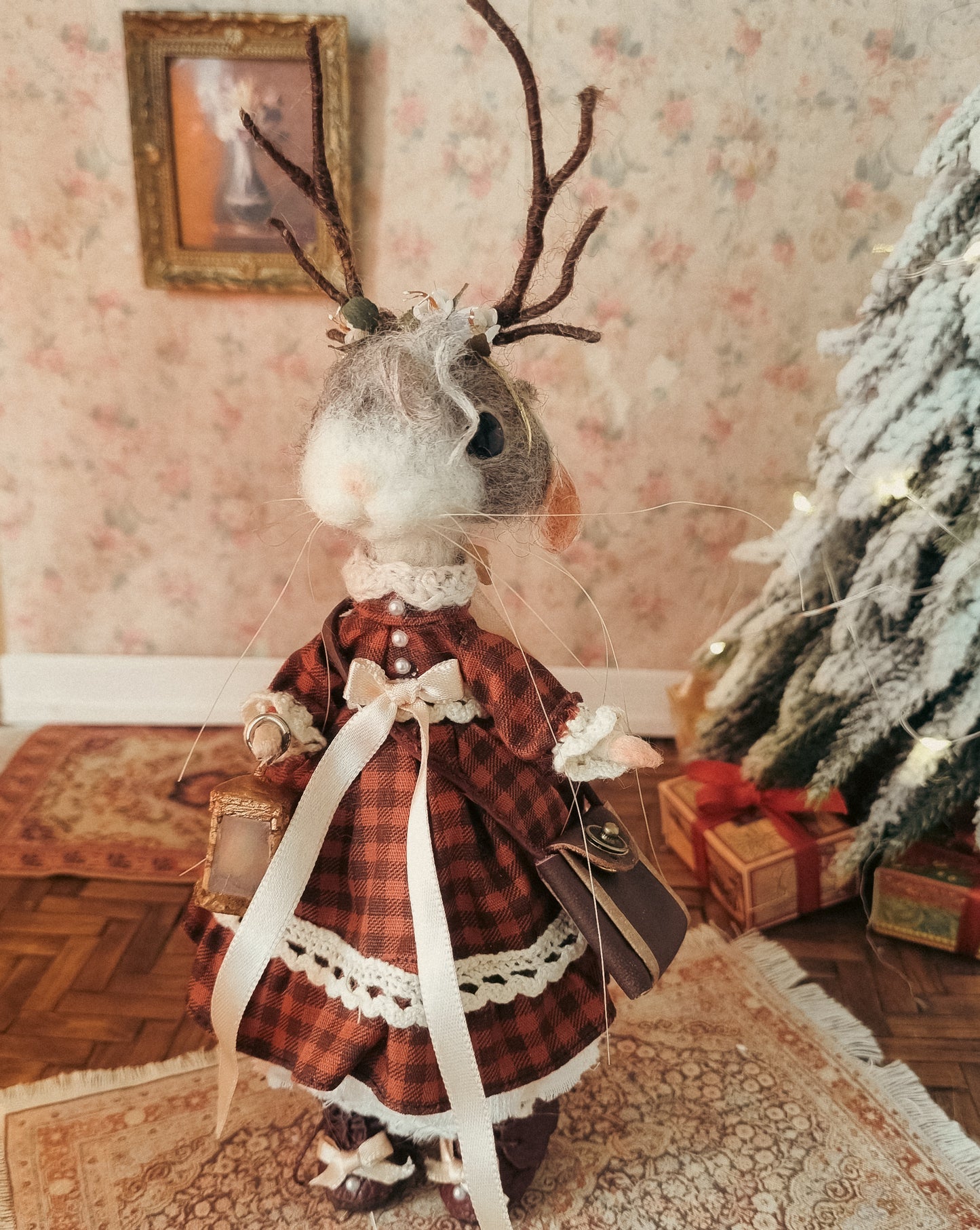 Effie | Needle Felted Collectible Wool Mouse