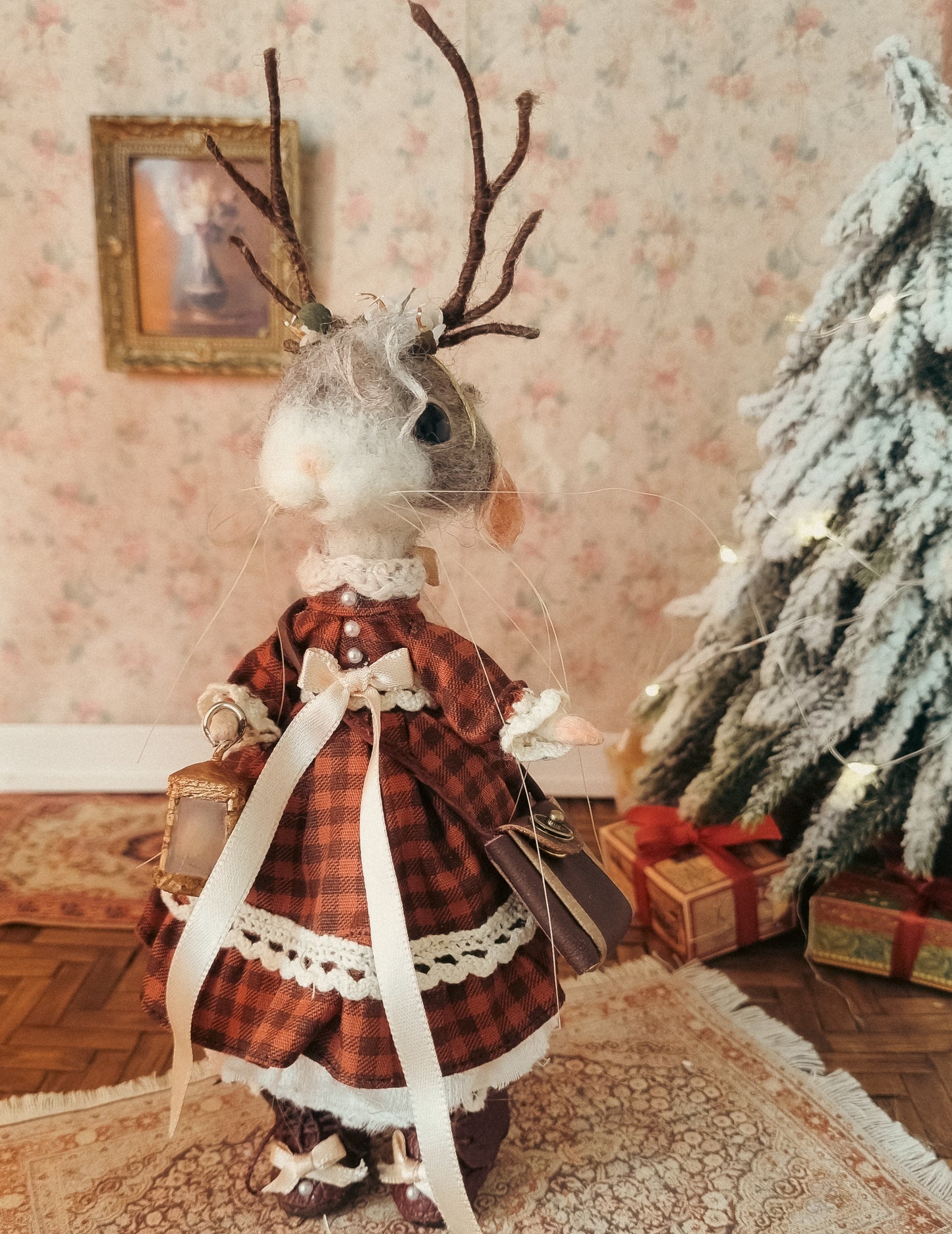 Effie | Needle Felted Collectible Wool Mouse