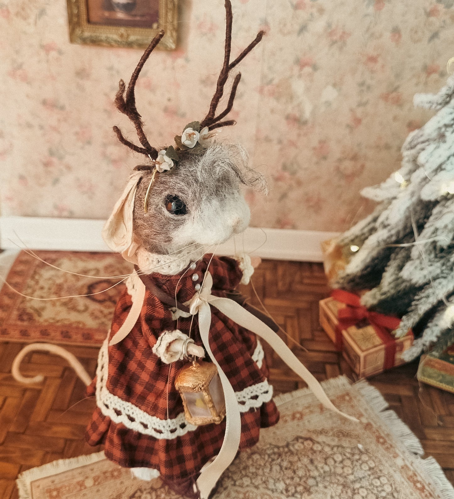 Effie | Needle Felted Collectible Wool Mouse