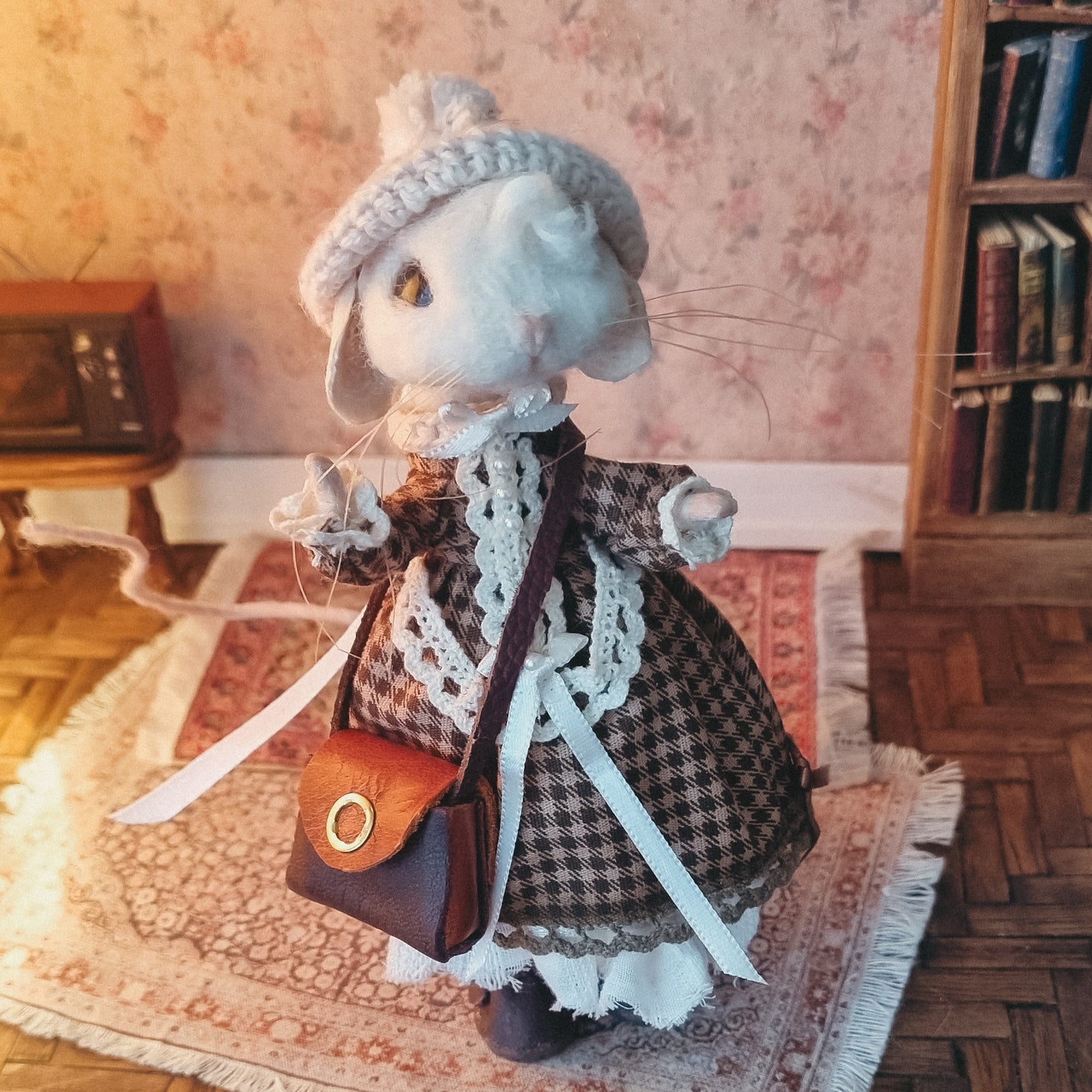 Camille | Needle Felted Collectible Wool Mouse