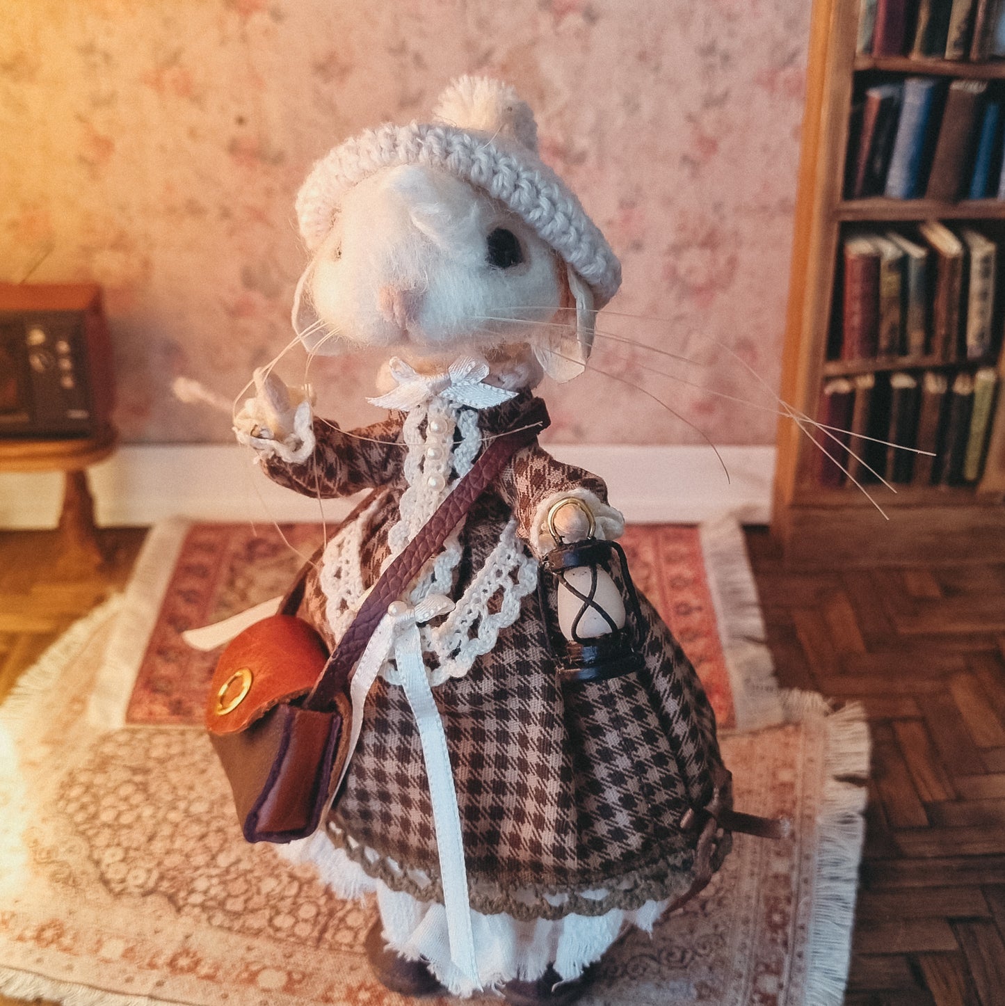 Camille | Needle Felted Collectible Wool Mouse