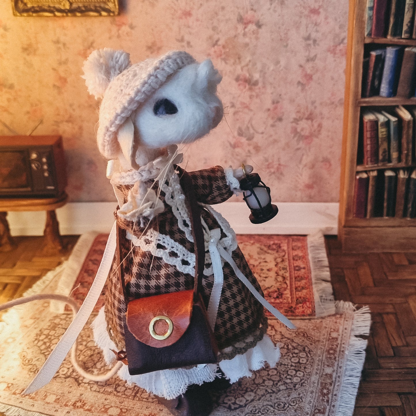Camille | Needle Felted Collectible Wool Mouse