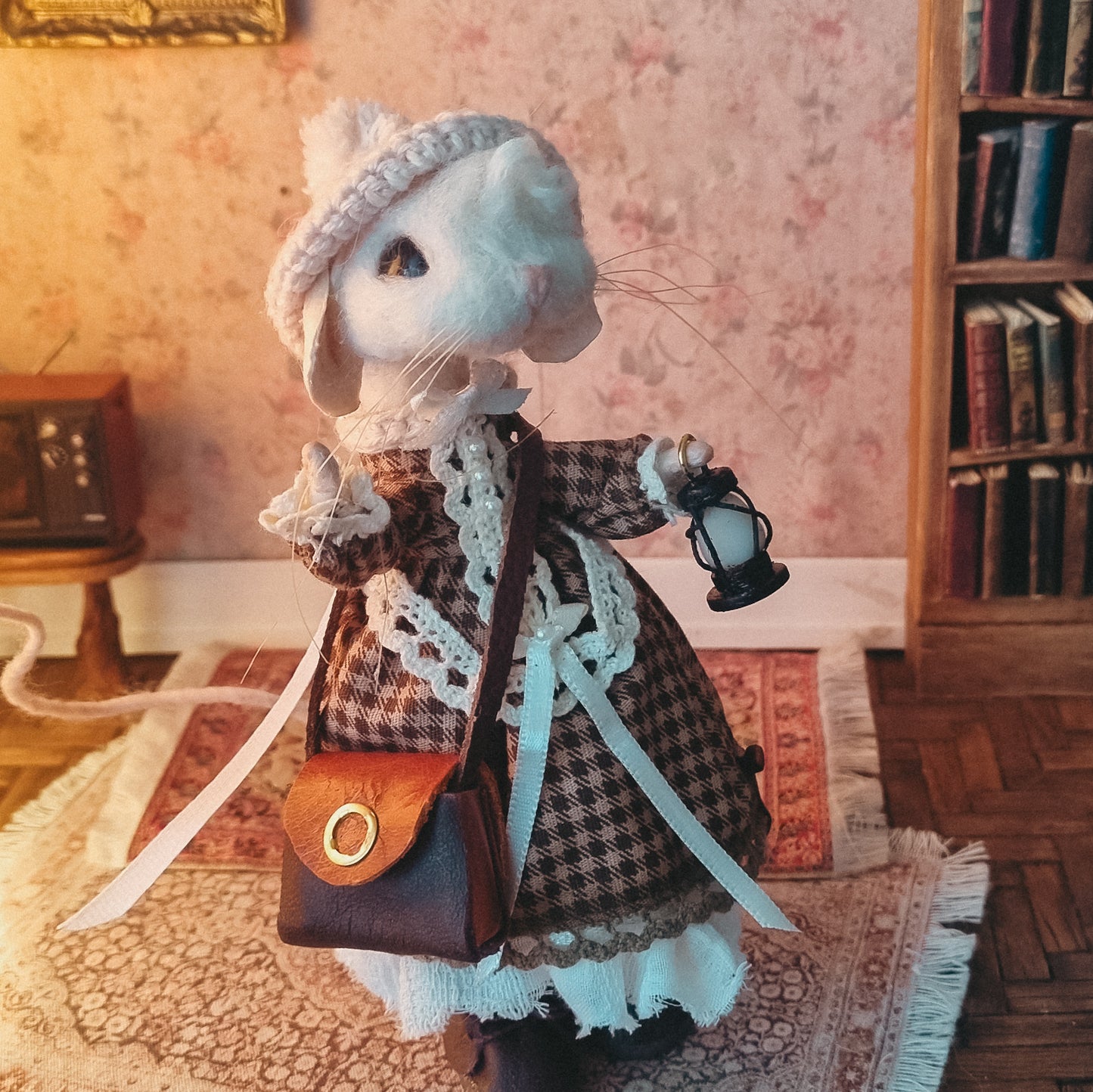 Camille | Needle Felted Collectible Wool Mouse