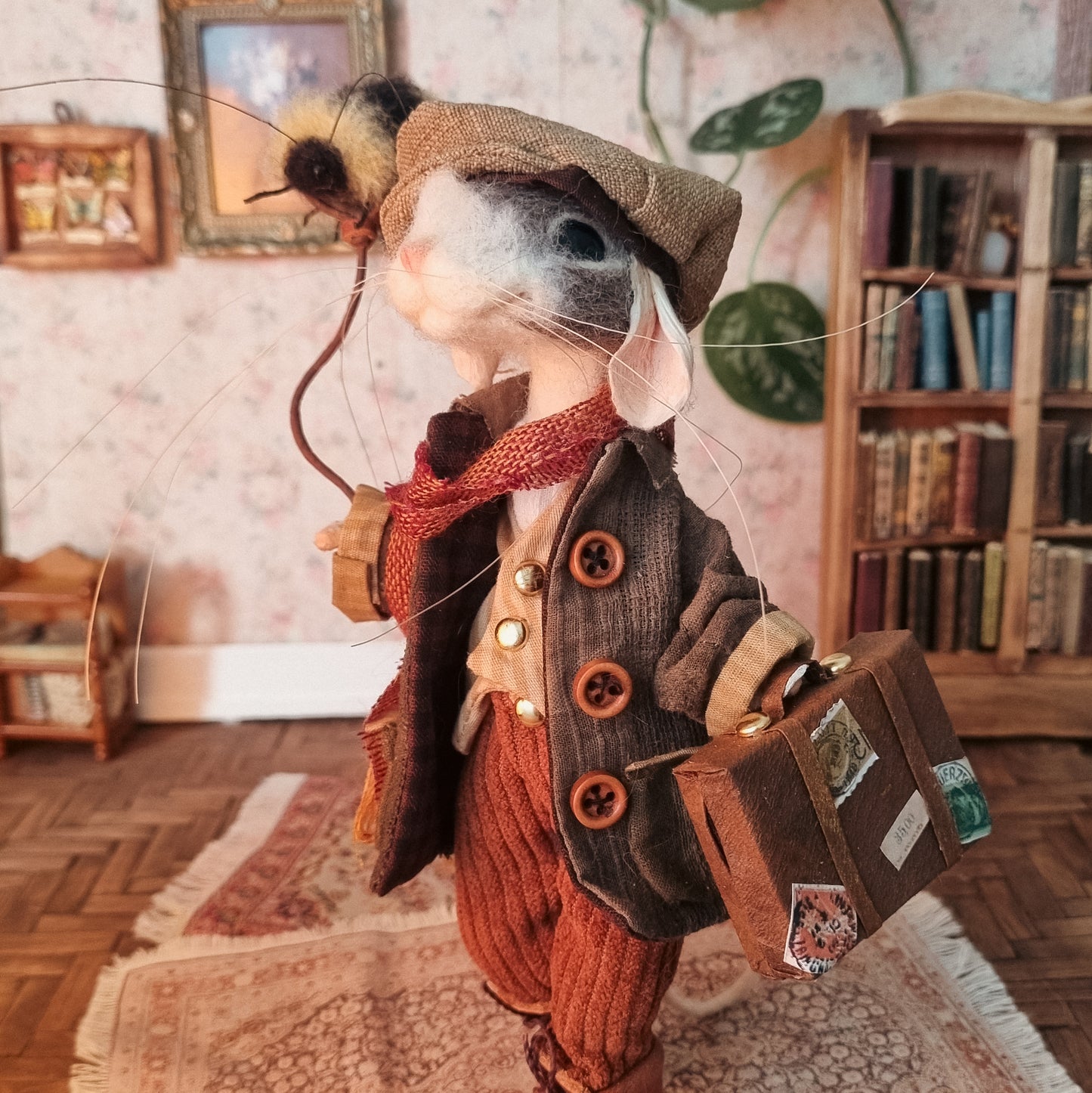 Leander | Needle Felted Collectible Wool Mouse