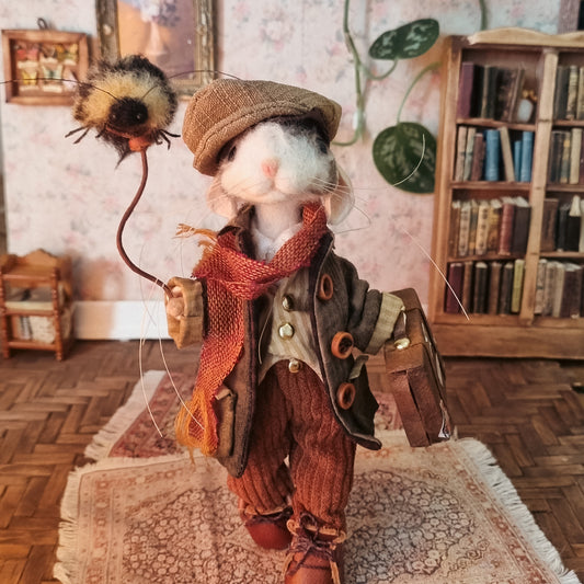 Leander | Needle Felted Collectible Wool Mouse