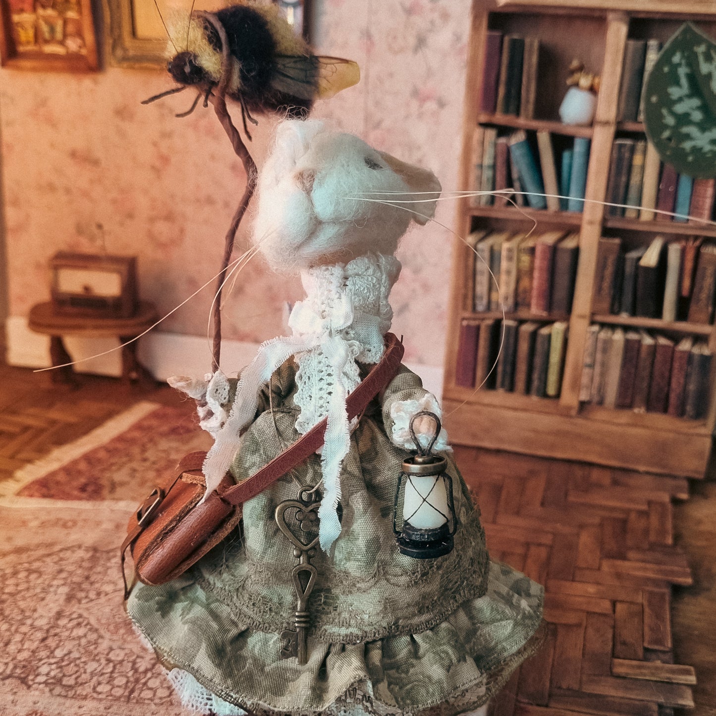 Lillian | Needle Felted Collectible Wool Mouse