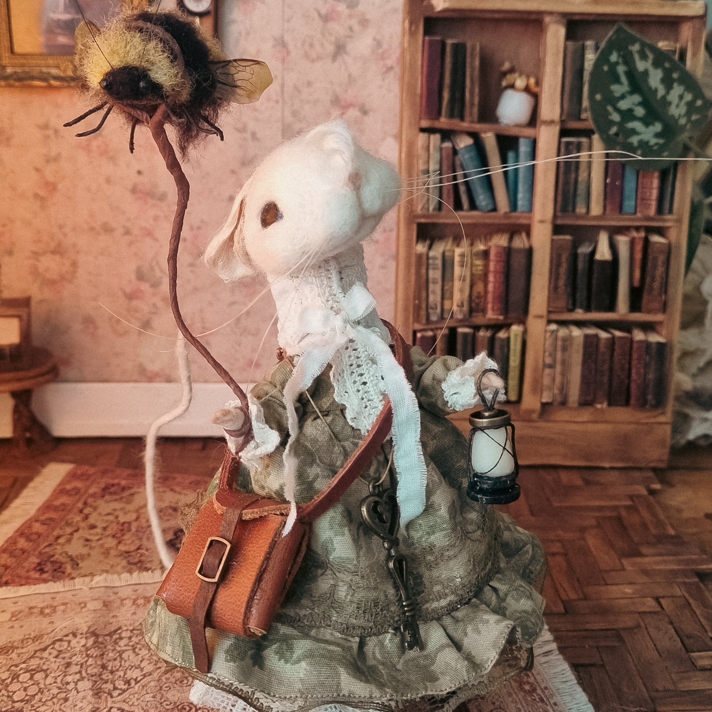 Lillian | Needle Felted Collectible Wool Mouse