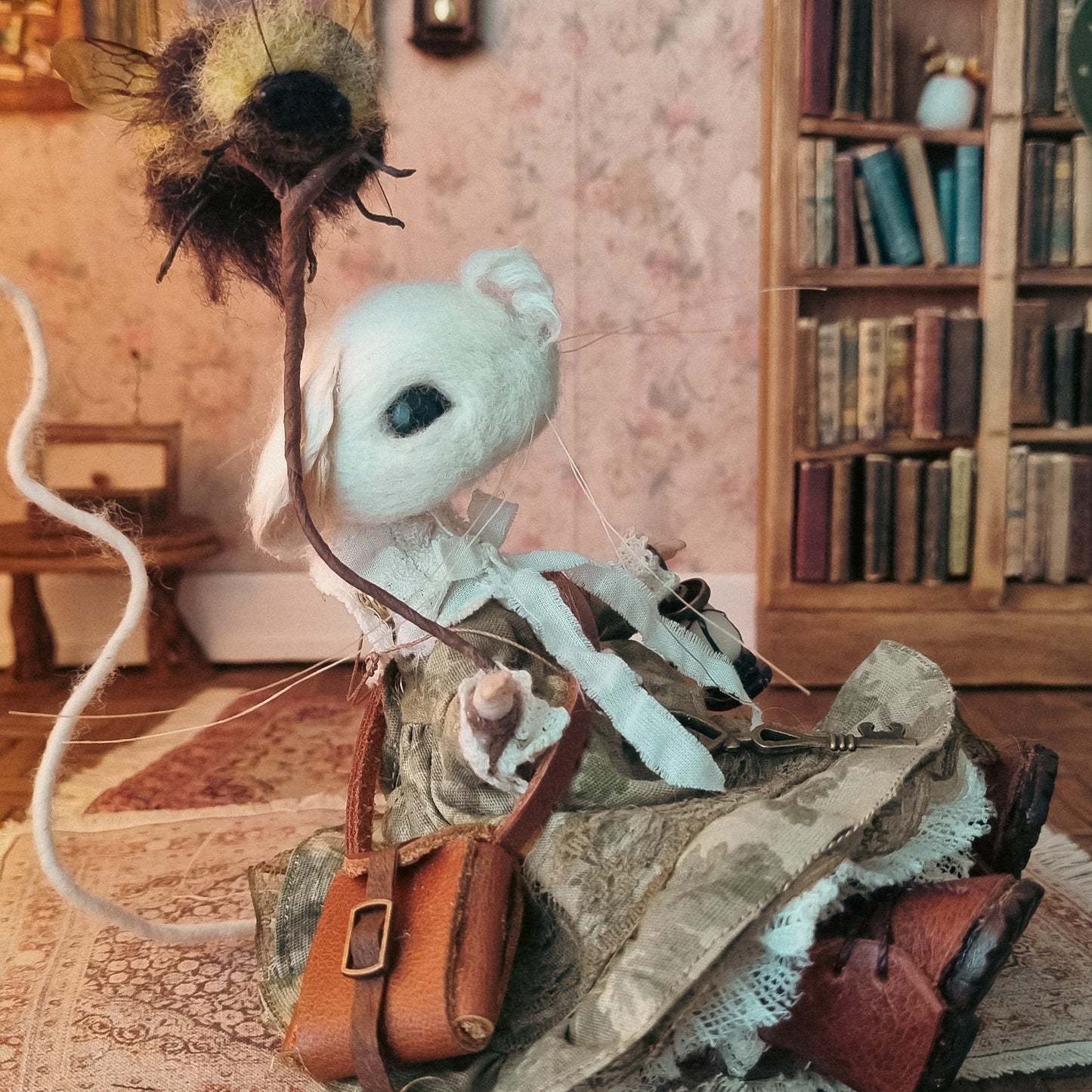 Lillian | Needle Felted Collectible Wool Mouse