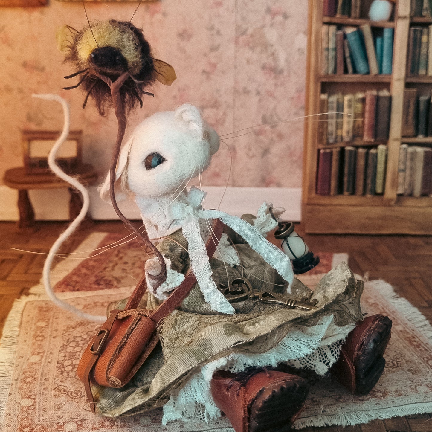 Lillian | Needle Felted Collectible Wool Mouse