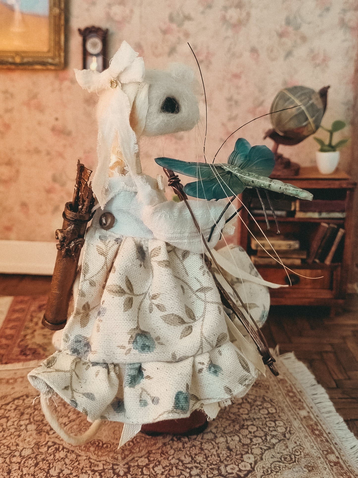 Alice | Needle Felted Collectible Wool Mouse