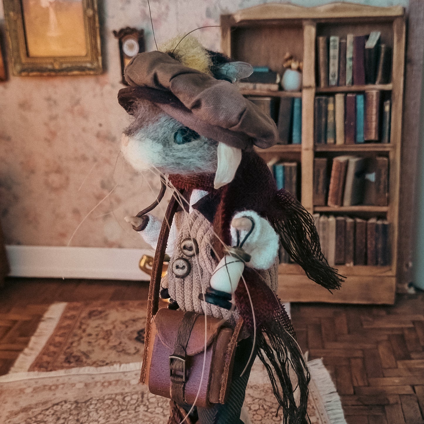 Leander - Explorer Edition  | Needle Felted Collectible Wool Mouse