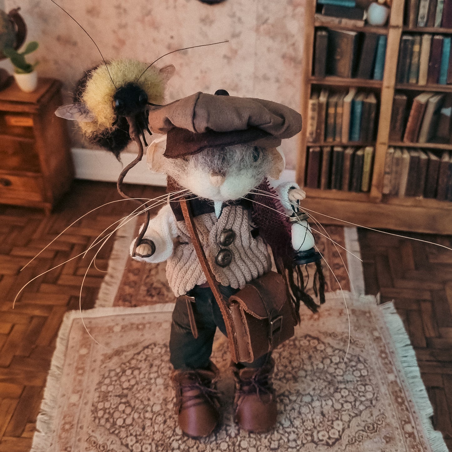 Leander - Explorer Edition  | Needle Felted Collectible Wool Mouse