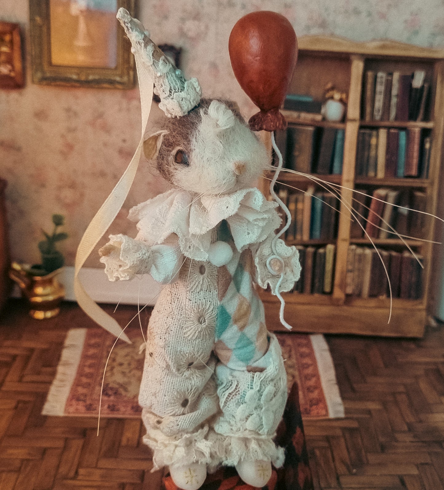 Octave the Clown | Needle Felted Collectible Wool Mouse