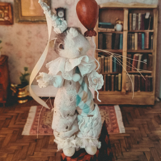 Octave the Clown | Needle Felted Collectible Wool Mouse