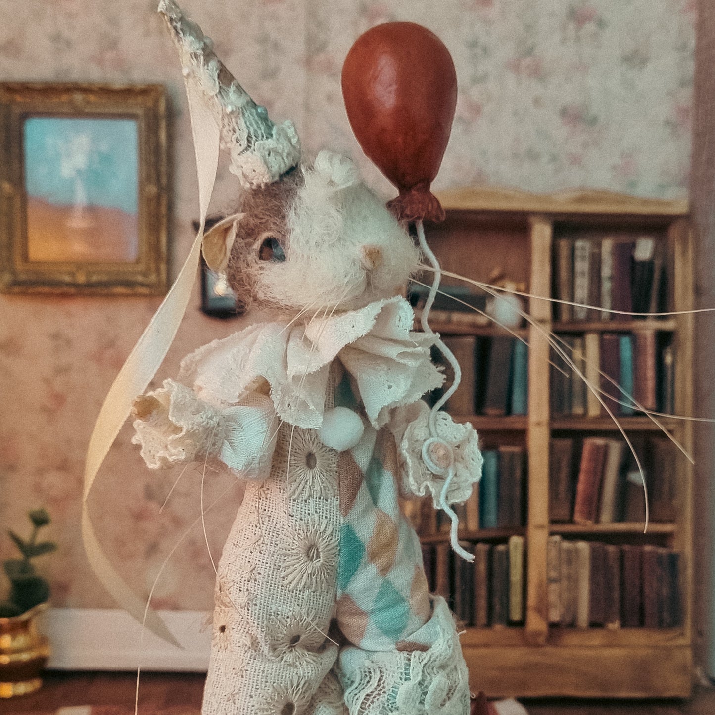 Octave the Clown | Needle Felted Collectible Wool Mouse