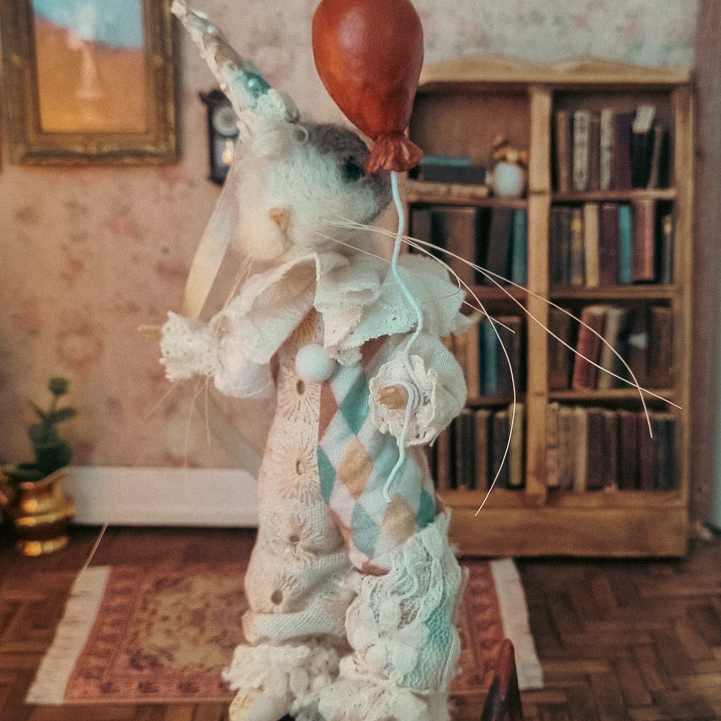 Octave the Clown | Needle Felted Collectible Wool Mouse